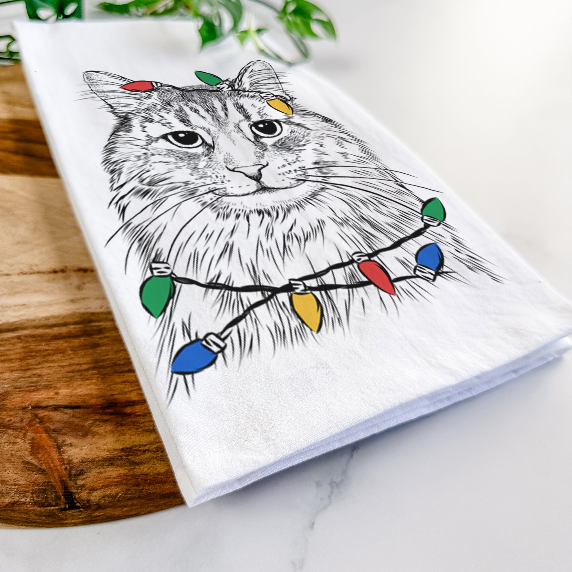 Oliver Fluff the Maine Coon Mix Cat Tea Towel