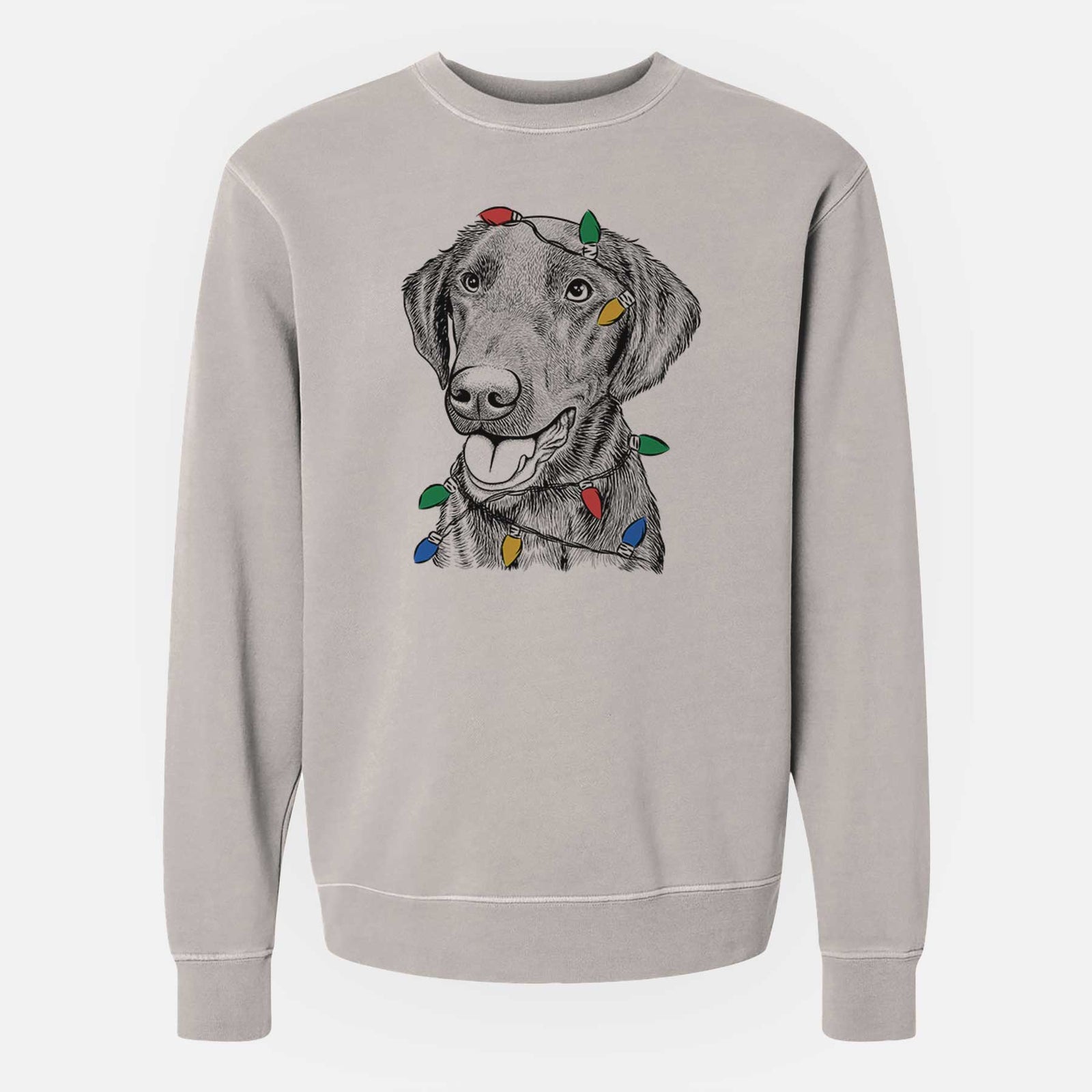 Christmas Lights Onyx the Labrador Retriever - Unisex Pigment Dyed Crew Sweatshirt