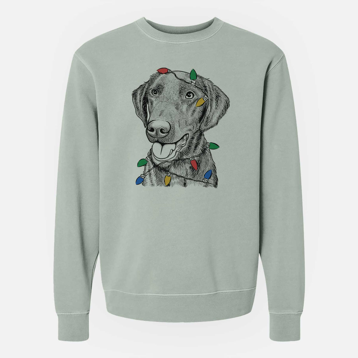 Christmas Lights Onyx the Labrador Retriever - Unisex Pigment Dyed Crew Sweatshirt