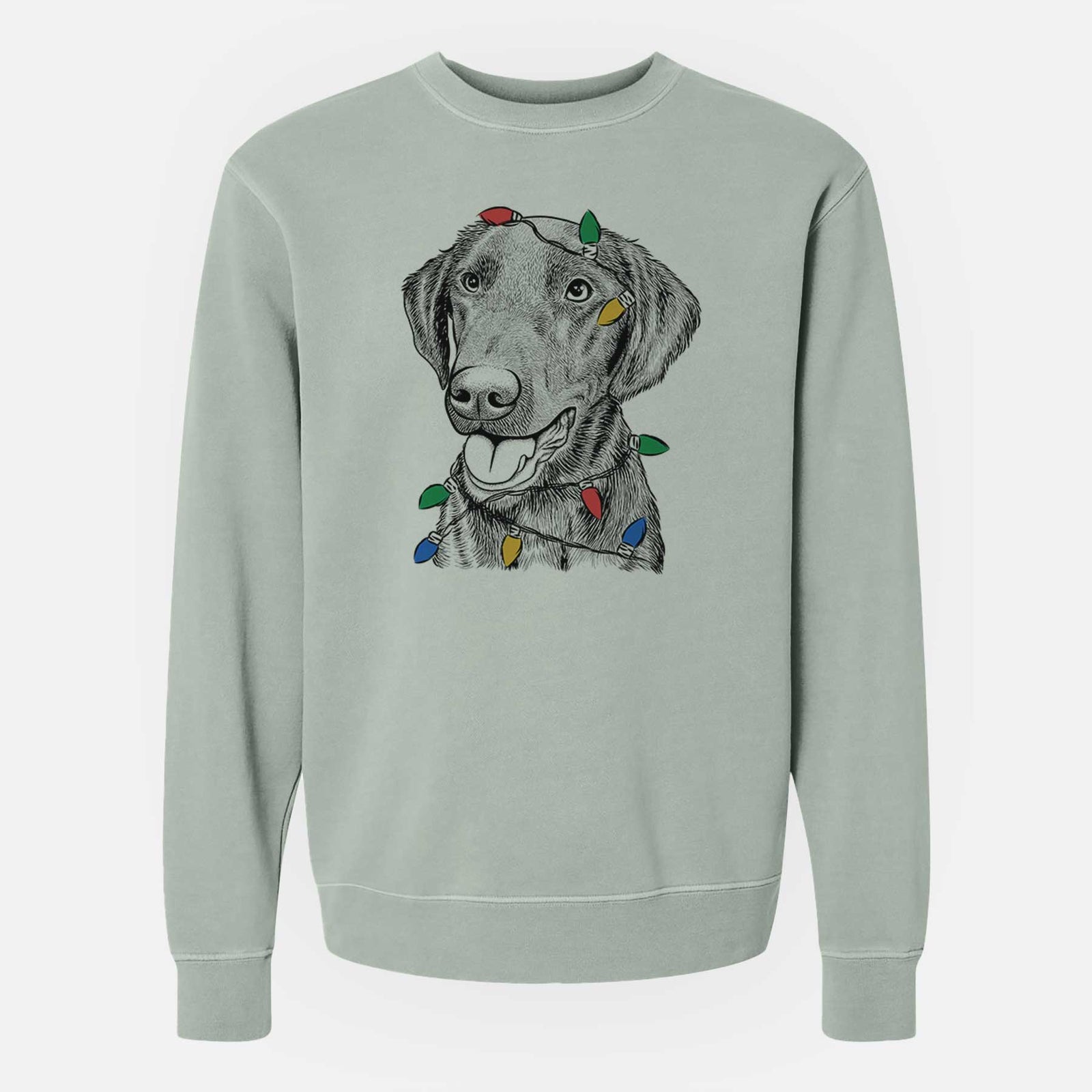 Christmas Lights Onyx the Labrador Retriever - Unisex Pigment Dyed Crew Sweatshirt