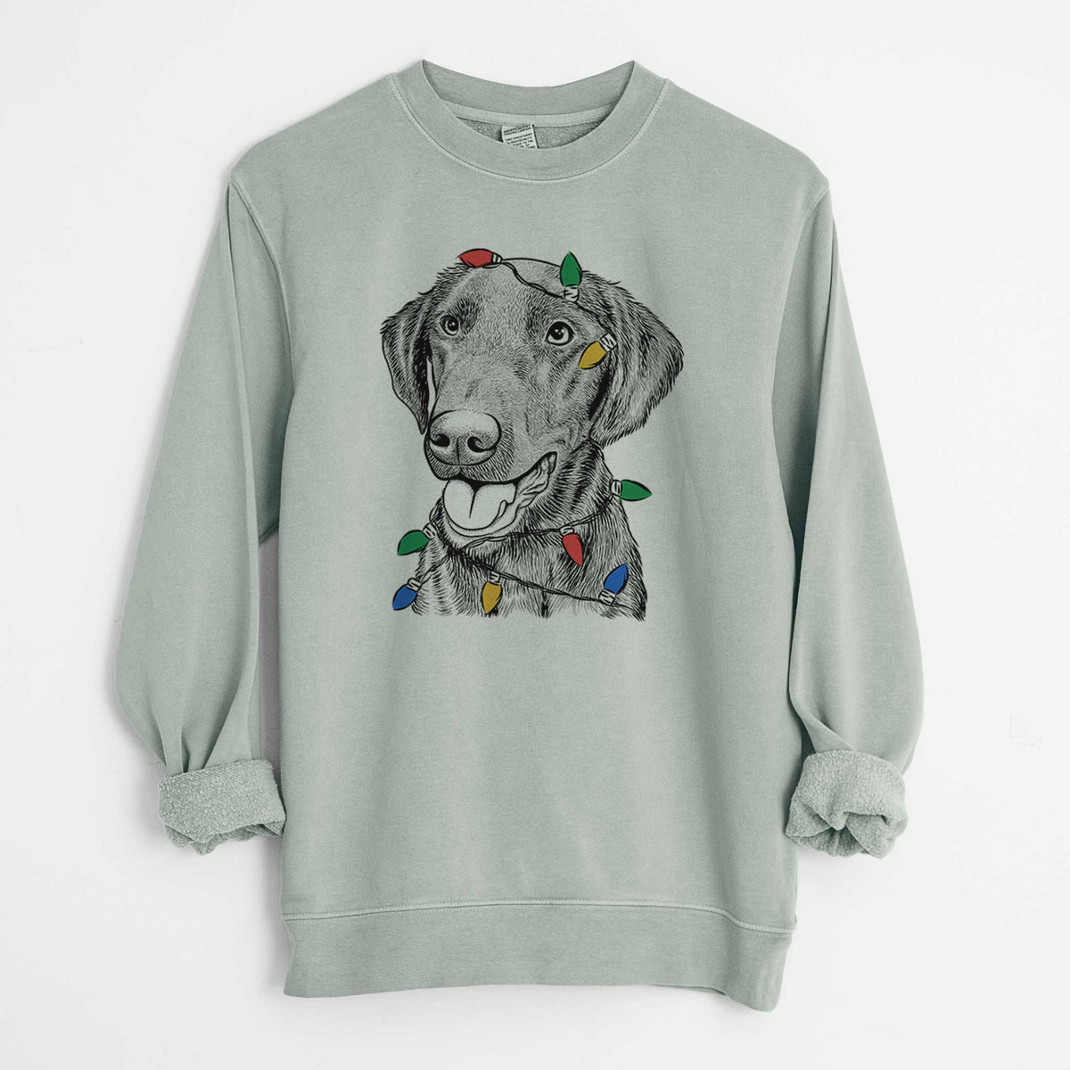 Christmas Lights Onyx the Labrador Retriever - Unisex Pigment Dyed Crew Sweatshirt