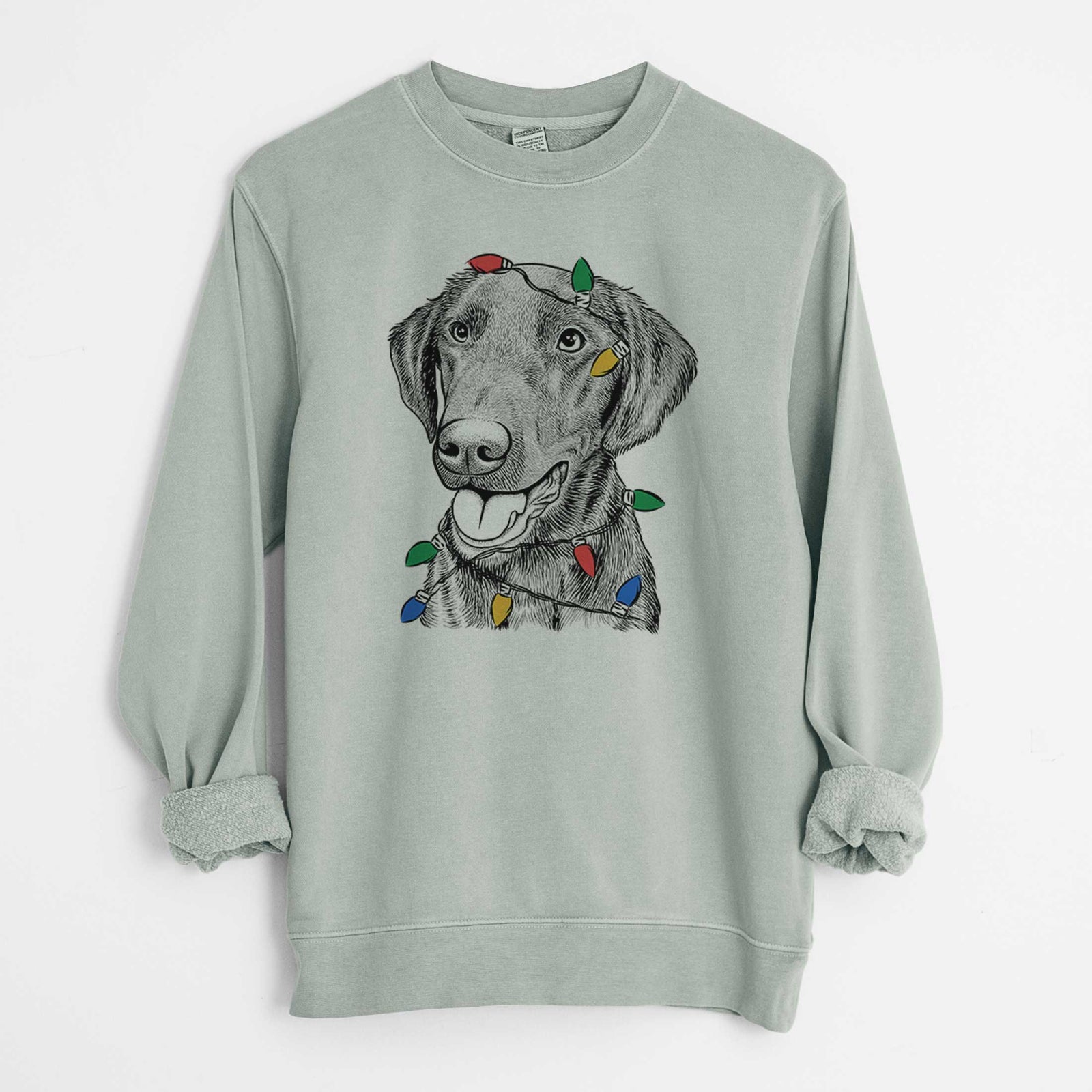 Christmas Lights Onyx the Labrador Retriever - Unisex Pigment Dyed Crew Sweatshirt