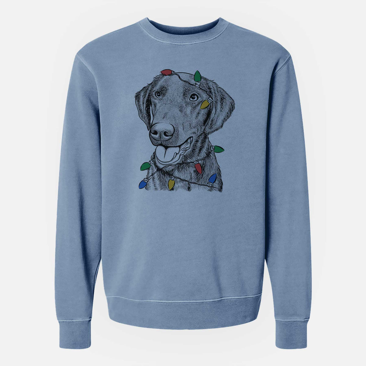 Christmas Lights Onyx the Labrador Retriever - Unisex Pigment Dyed Crew Sweatshirt