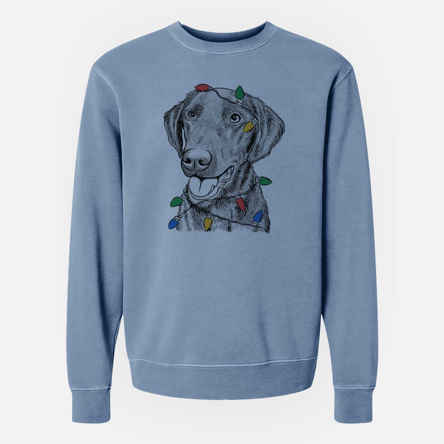 Christmas Lights Onyx the Labrador Retriever - Unisex Pigment Dyed Crew Sweatshirt