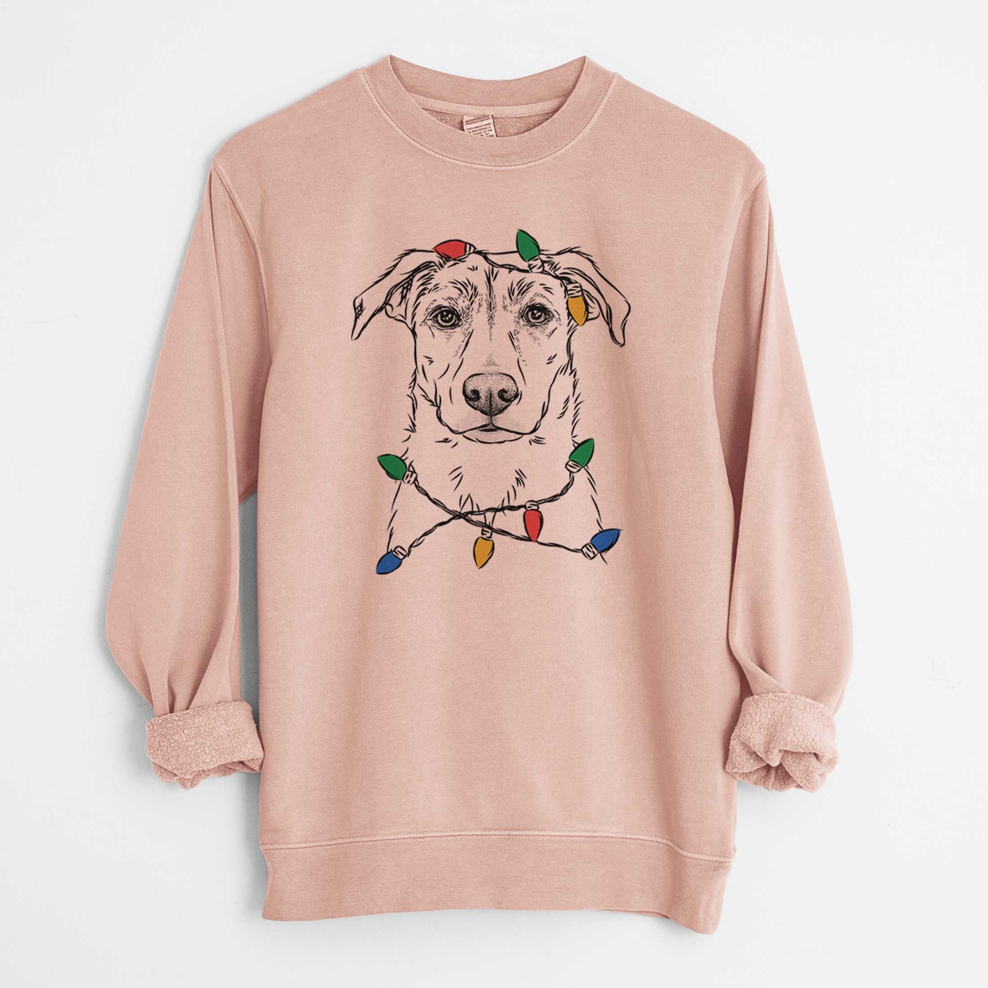 Christmas Lights Peanut the Lab Mix - Unisex Pigment Dyed Crew Sweatshirt