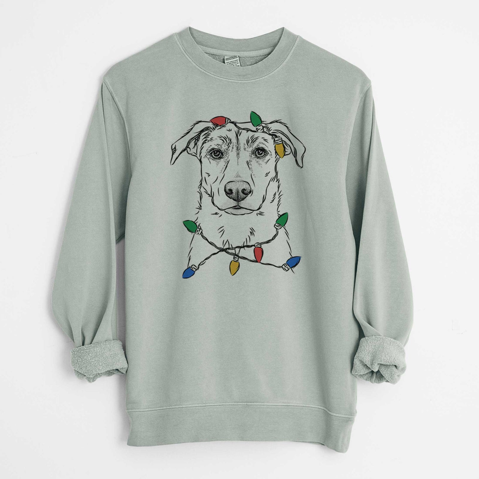 Christmas Lights Peanut the Lab Mix - Unisex Pigment Dyed Crew Sweatshirt