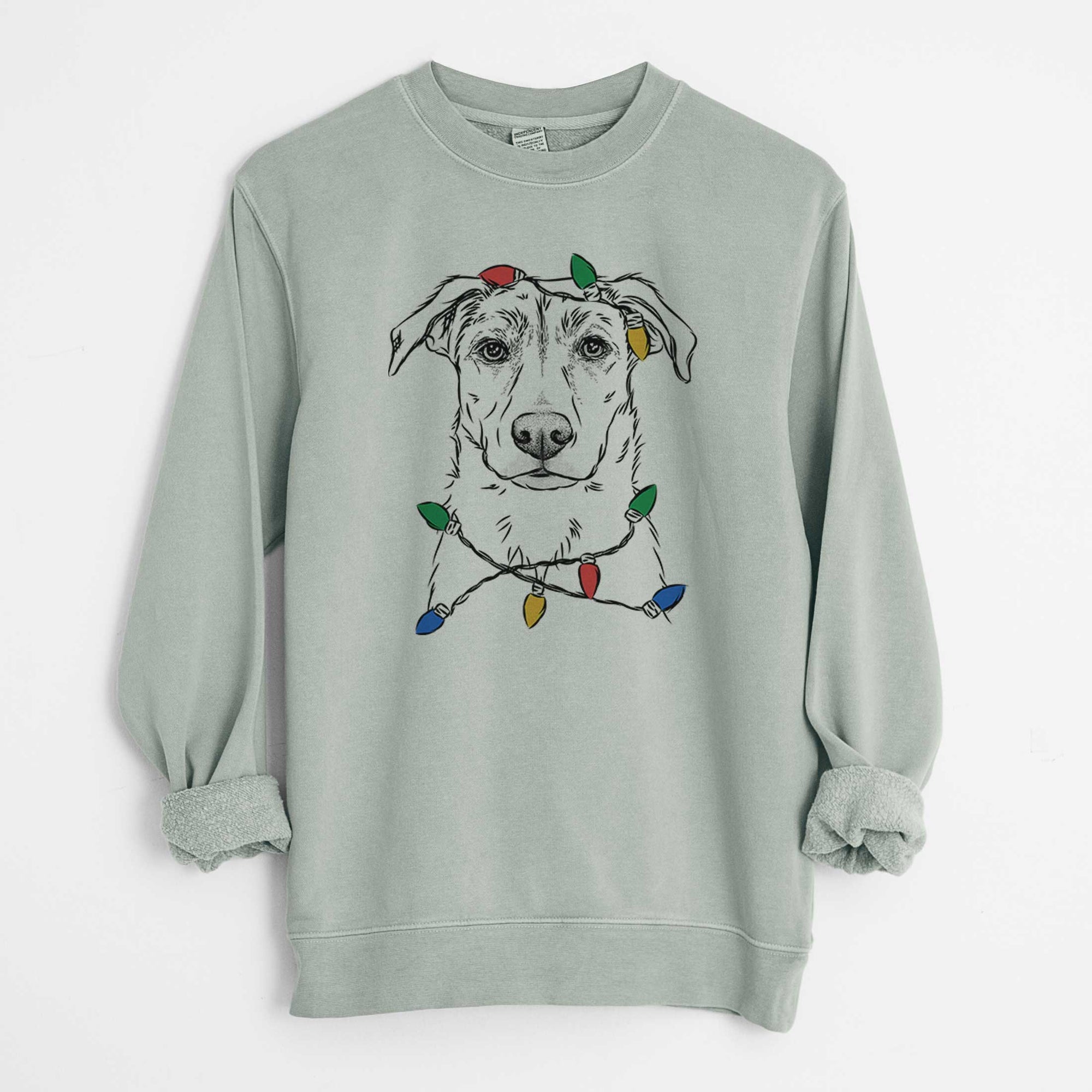 Christmas Lights Peanut the Lab Mix - Unisex Pigment Dyed Crew Sweatshirt