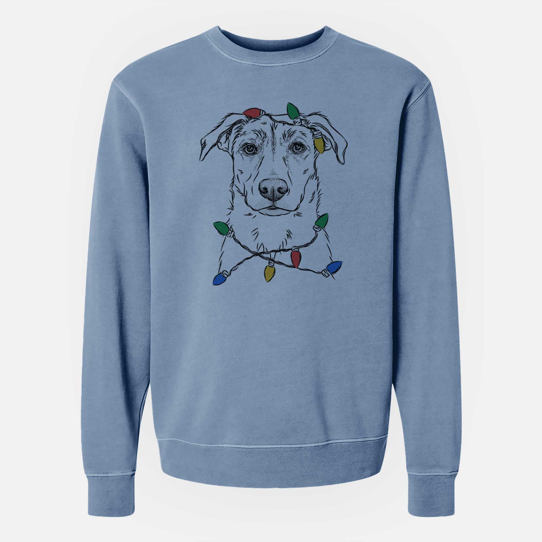 Christmas Lights Peanut the Lab Mix - Unisex Pigment Dyed Crew Sweatshirt