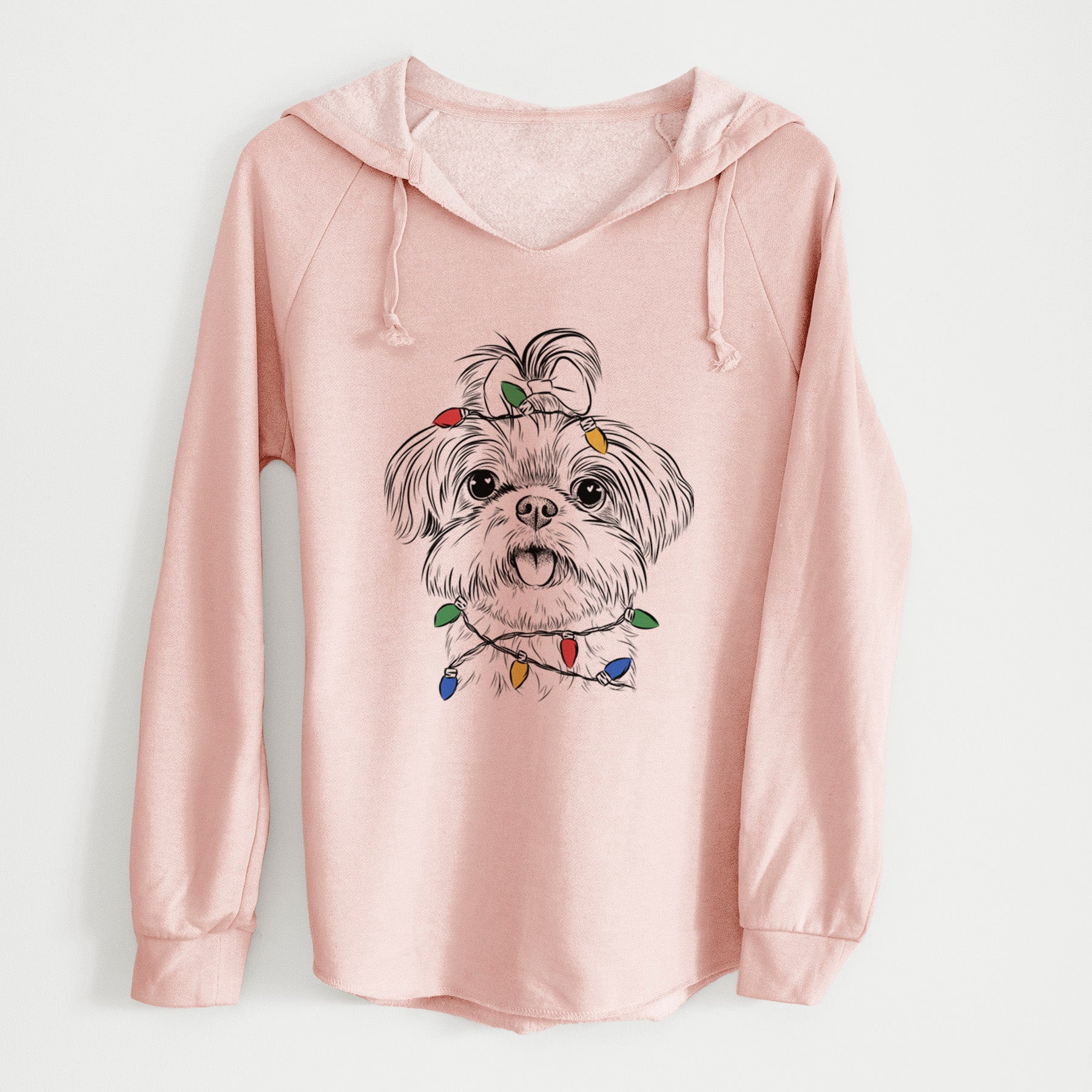 Christmas Lights Pebbles the Shorkie - Cali Wave Hooded Sweatshirt