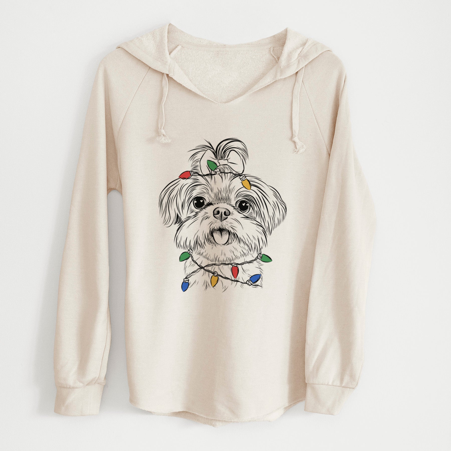 Christmas Lights Pebbles the Shorkie - Cali Wave Hooded Sweatshirt