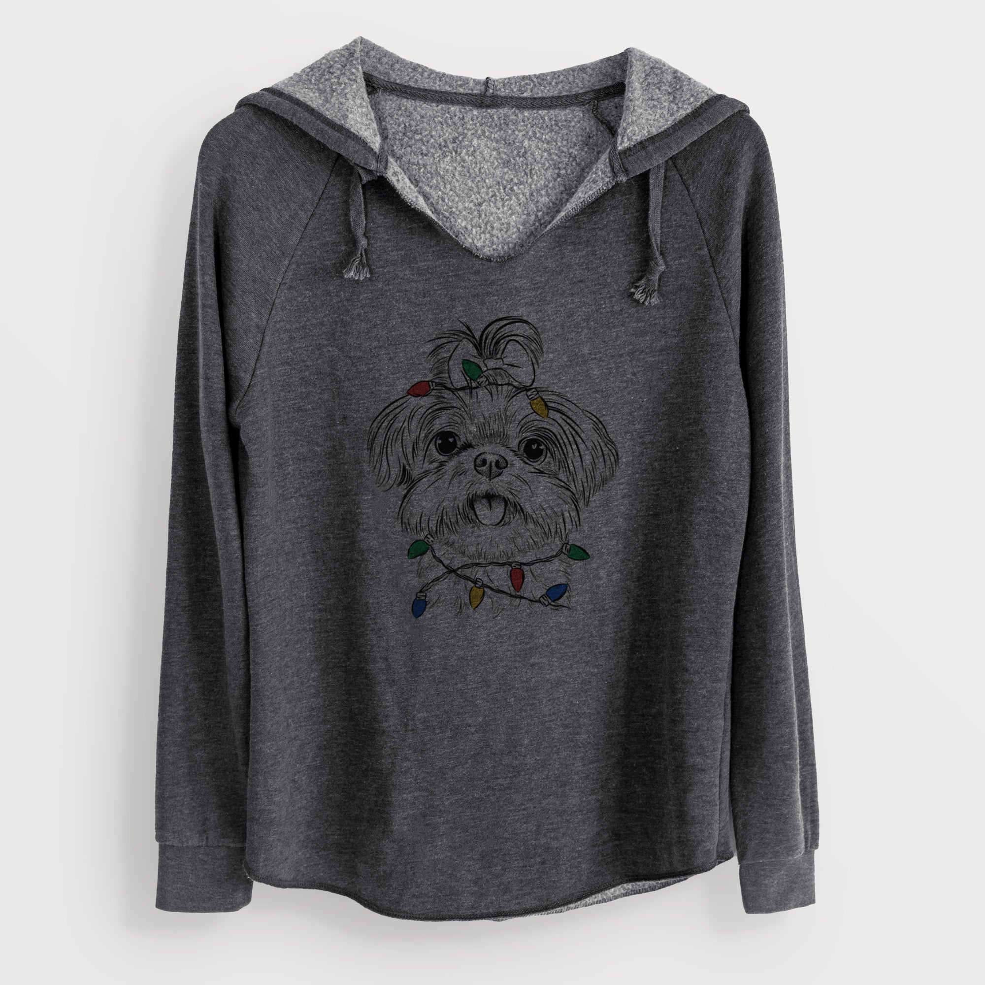 Christmas Lights Pebbles the Shorkie - Cali Wave Hooded Sweatshirt