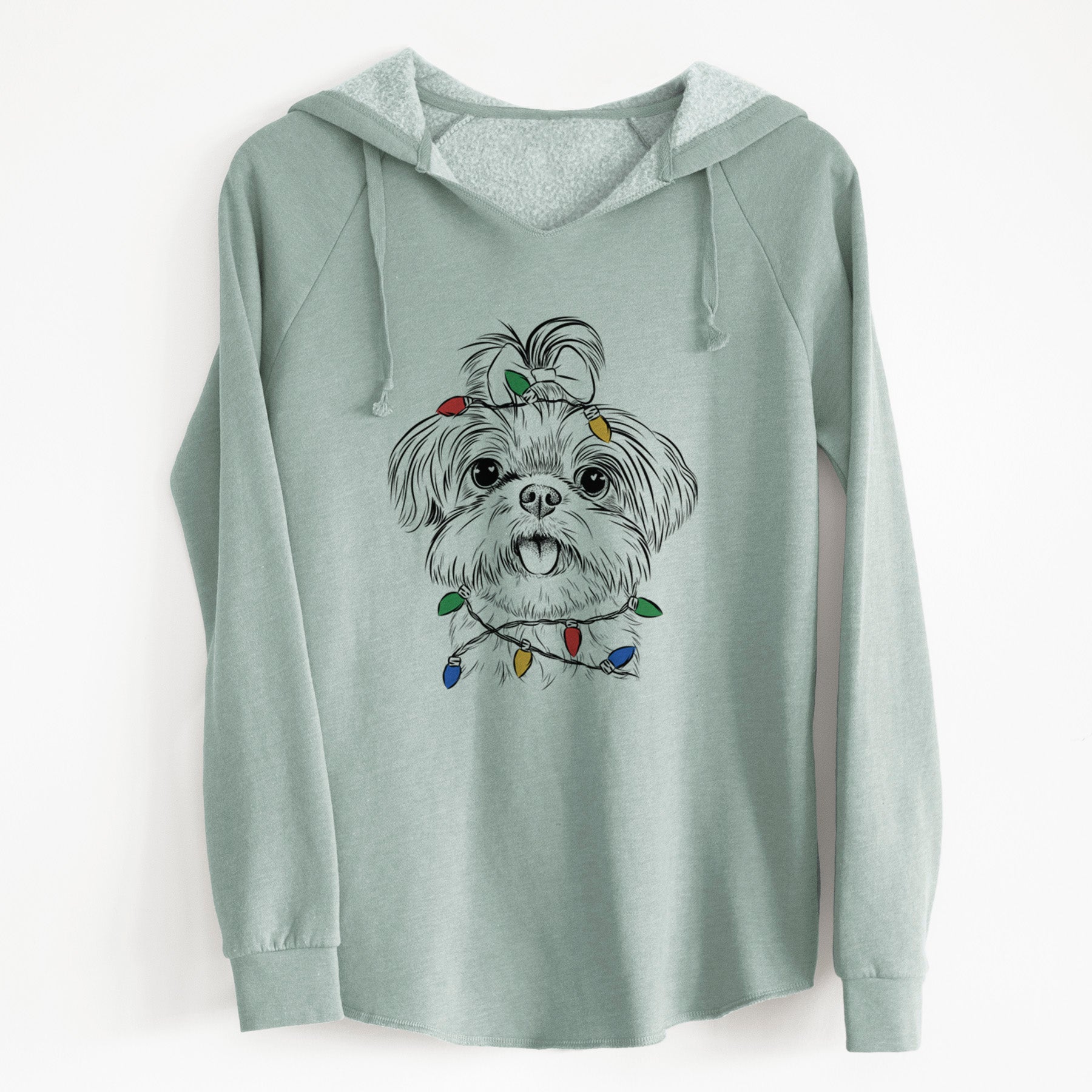 Christmas Lights Pebbles the Shorkie - Cali Wave Hooded Sweatshirt