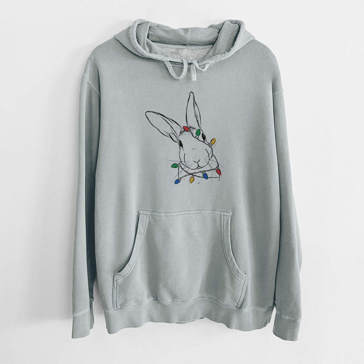 Christmas Lights Penny the Belgian Hare - Unisex Pigment Dyed Hoodie