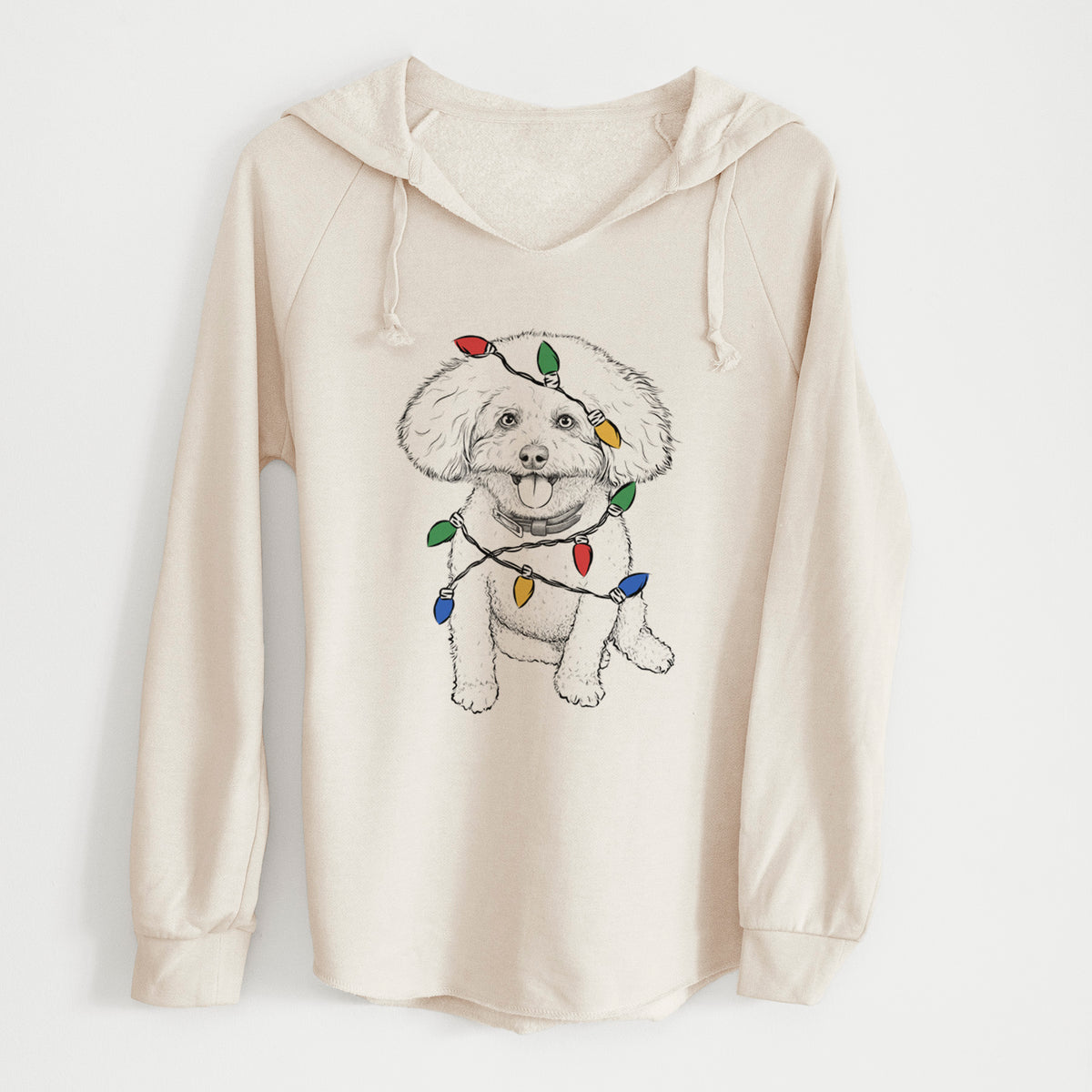 Christmas Lights Peyton the Bichon Frise - Cali Wave Hooded Sweatshirt