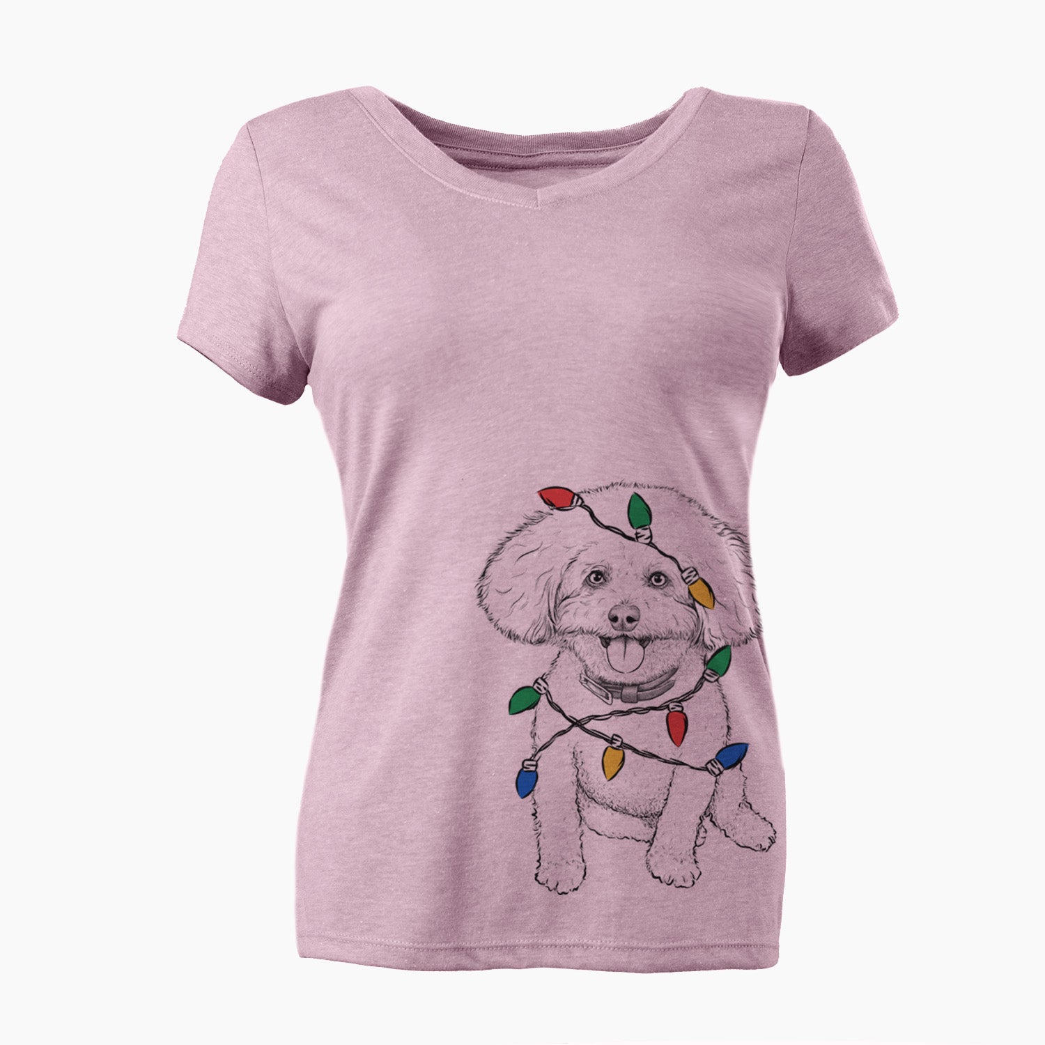 Christmas Lights Peyton the Bichon Frise - Women's Perfect V-neck Shirt