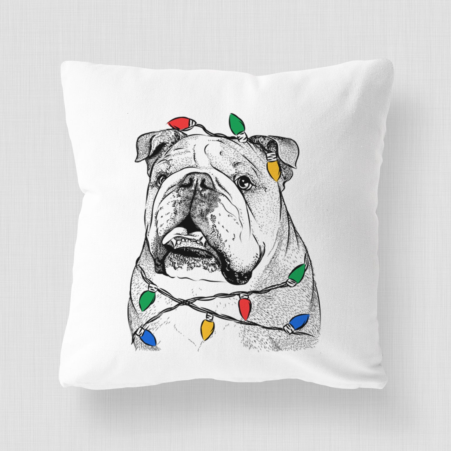 Piggy the English Bulldog - Throw Pillow Cover