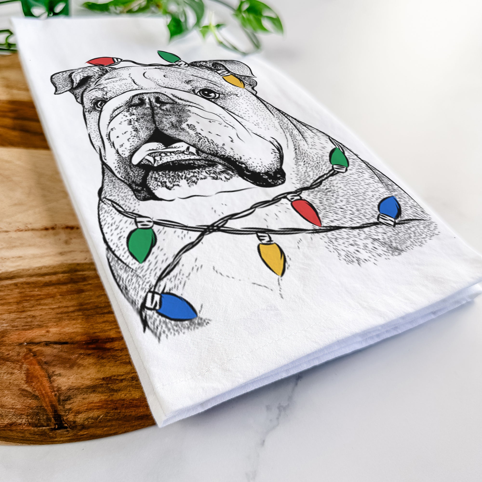 Piggy the English Bulldog Tea Towel