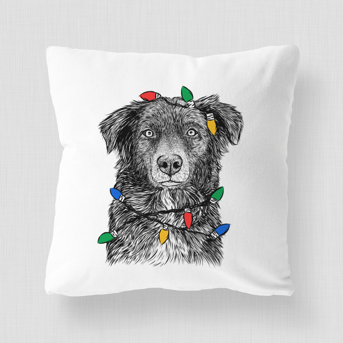 Pixel the Australian Shepherd - Throw Pillow Cover