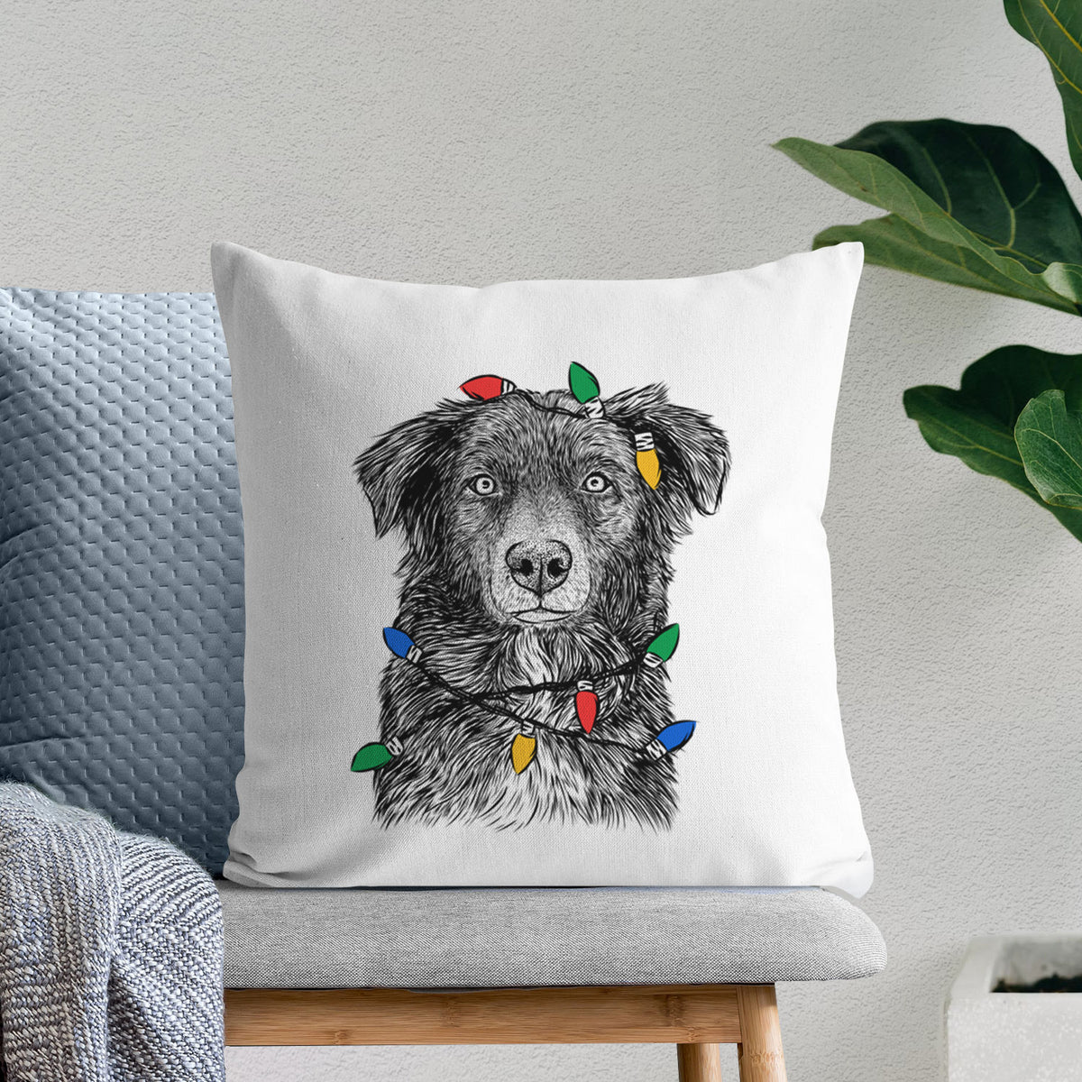 Pixel the Australian Shepherd - Throw Pillow Cover