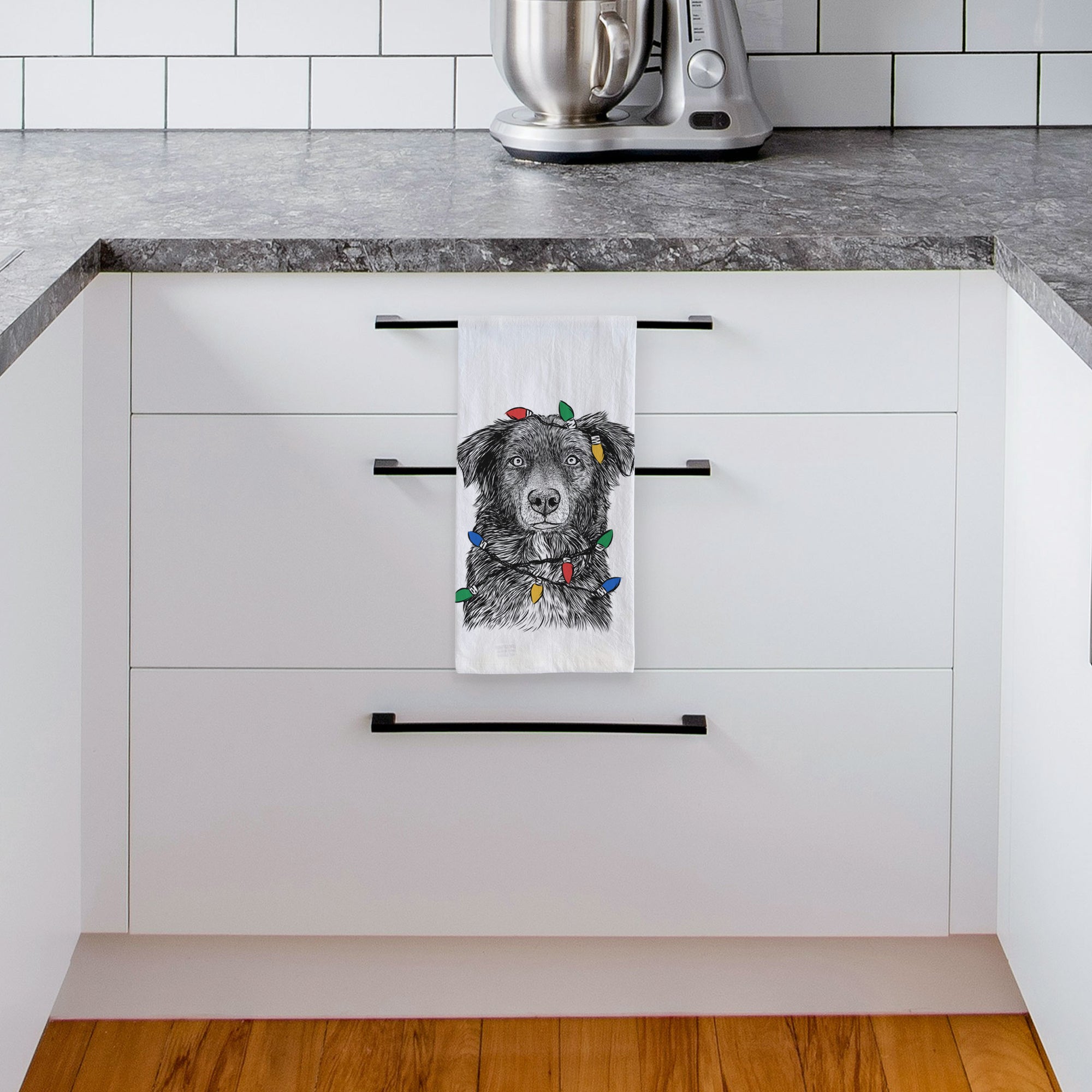 Pixel the Australian Shepherd Tea Towel