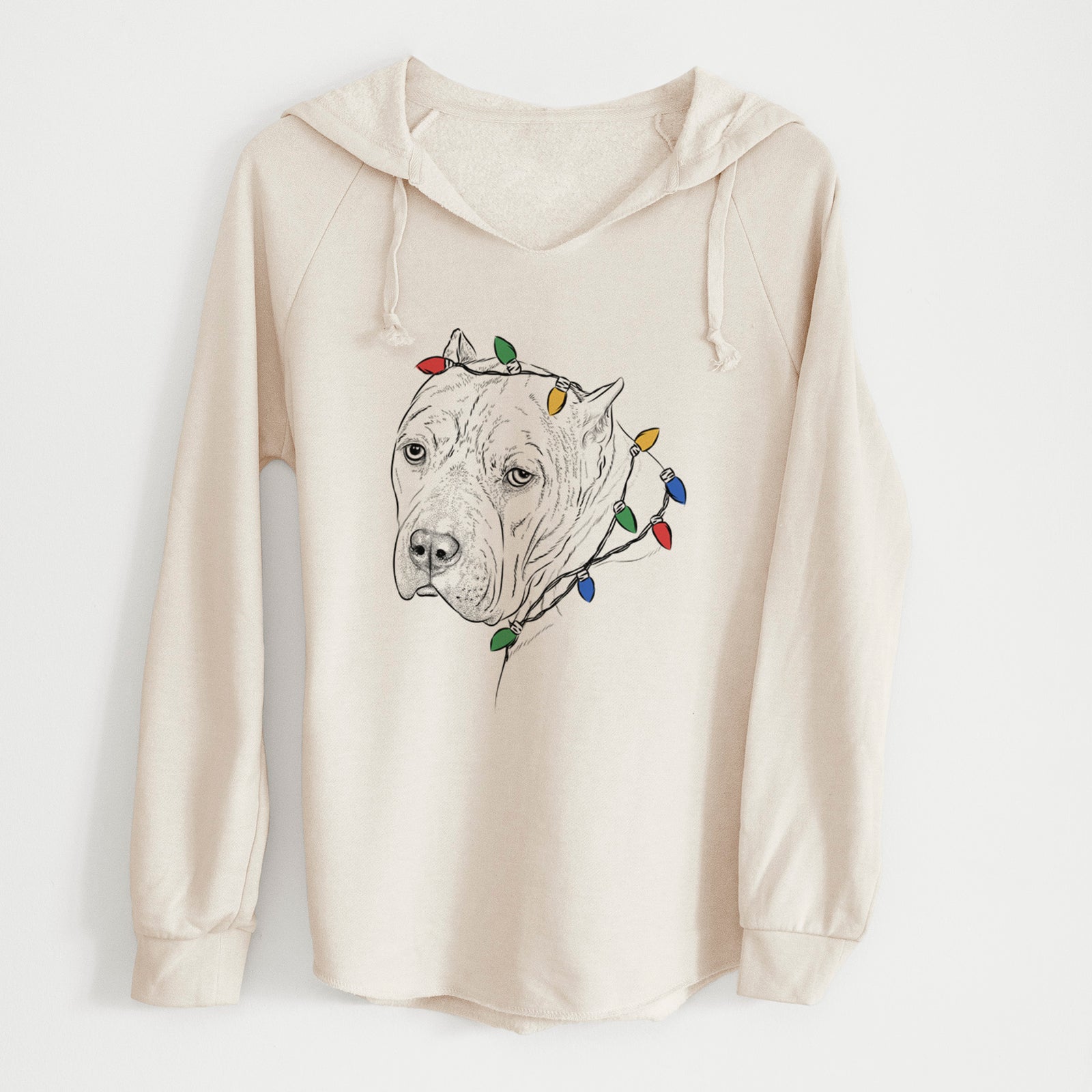 Christmas Lights Precious the Staffordshire Terrier - Cali Wave Hooded Sweatshirt