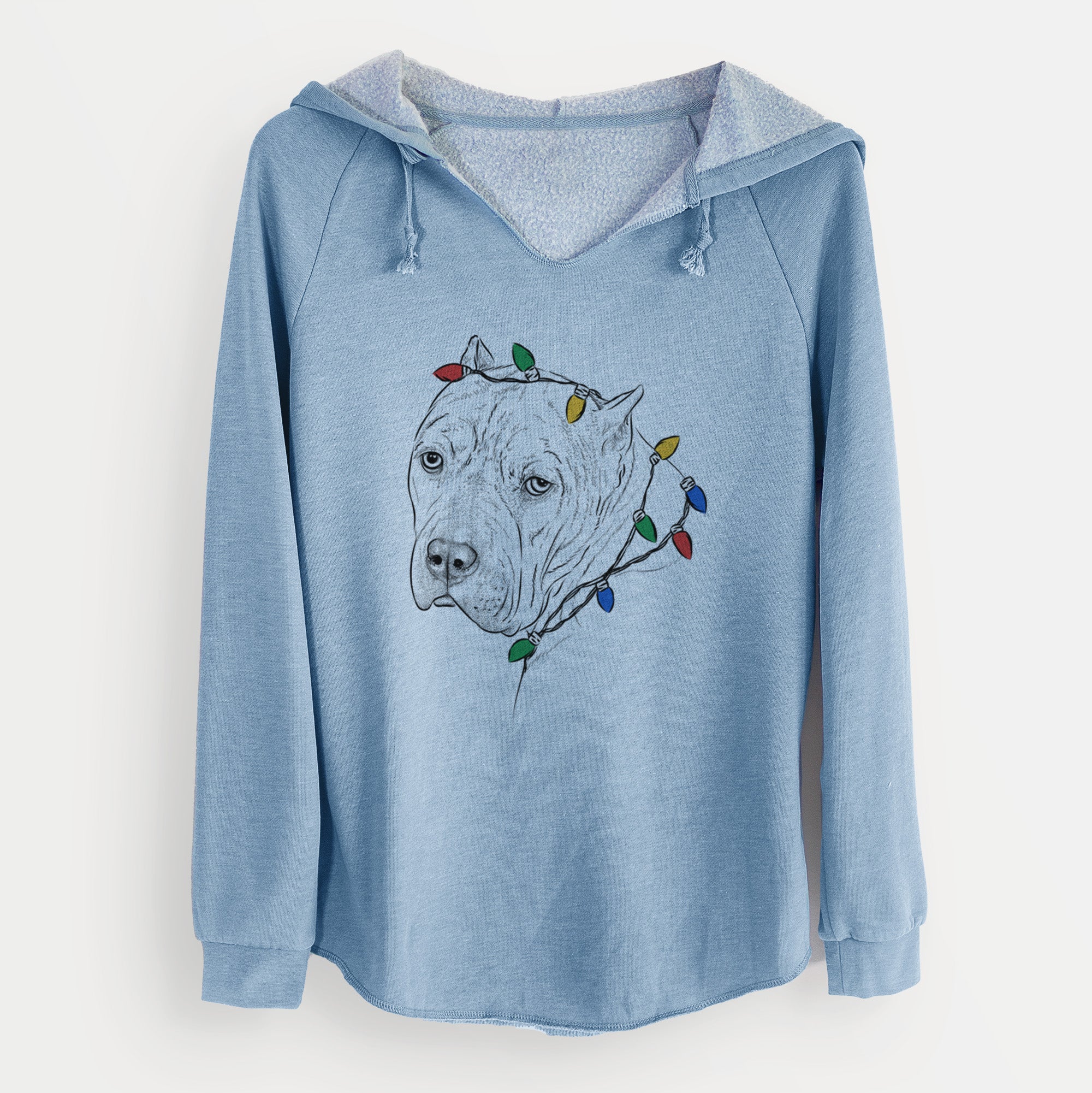 Christmas Lights Precious the Staffordshire Terrier - Cali Wave Hooded Sweatshirt