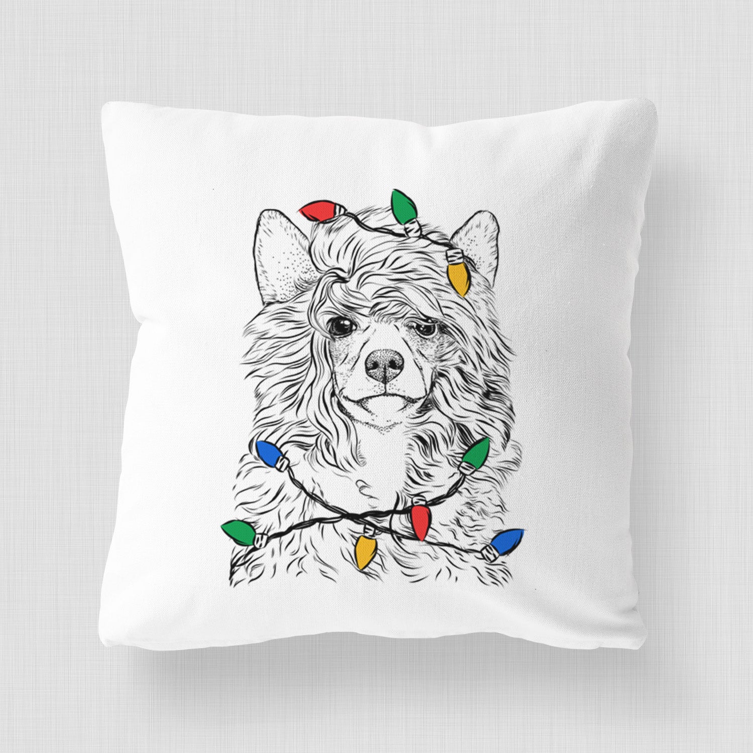 Preston the Powderpuff Chinese Crested - Throw Pillow Cover