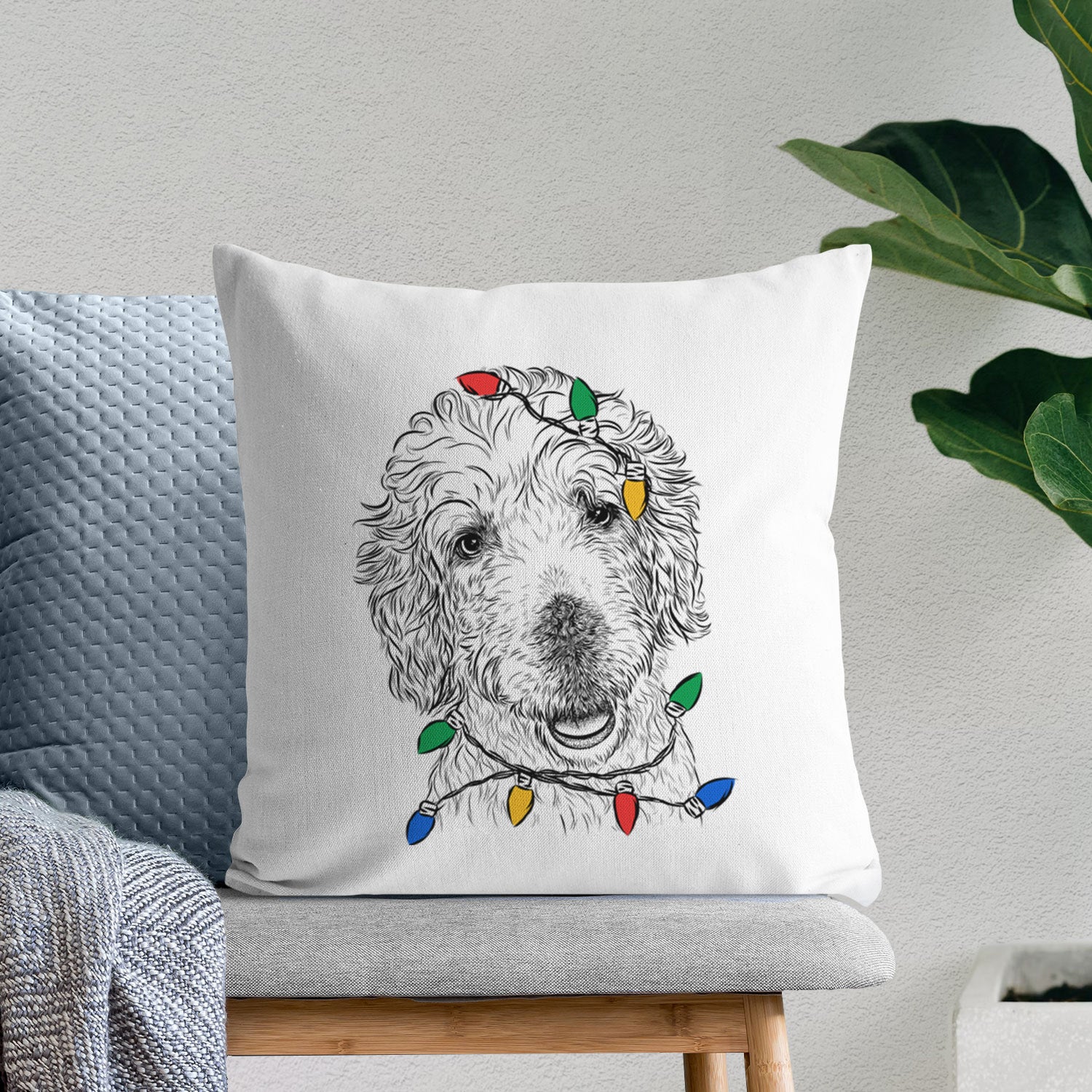 Preston the Labradoodle - Throw Pillow Cover