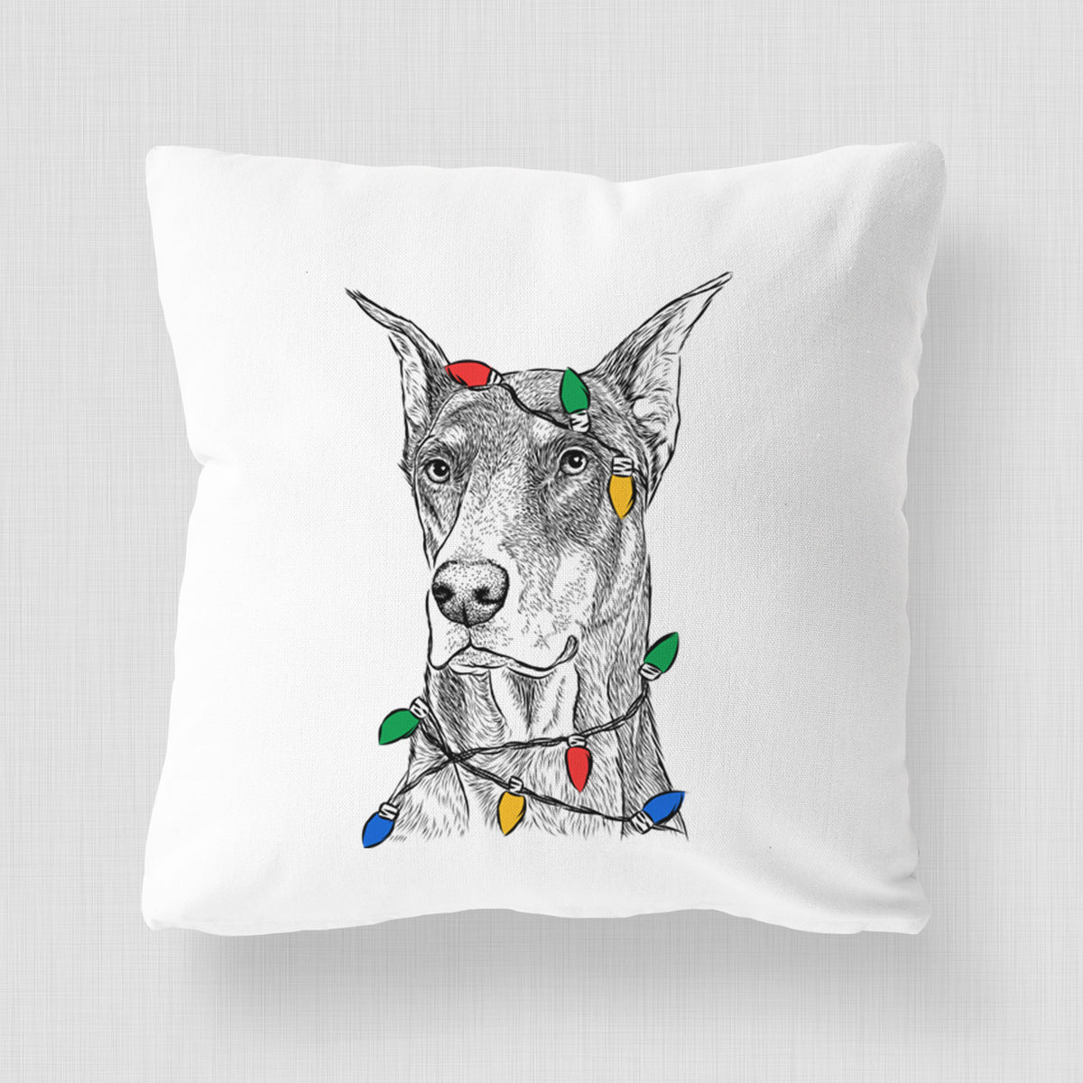RJ the Doberman Pinscher - Throw Pillow Cover