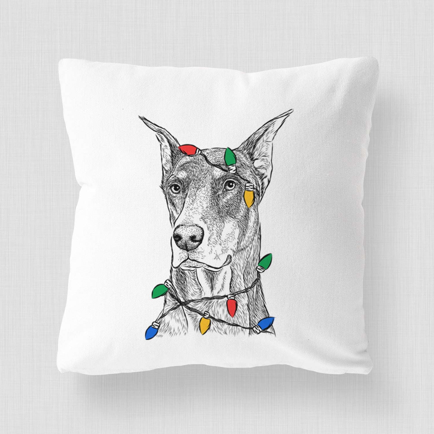RJ the Doberman Pinscher - Throw Pillow Cover