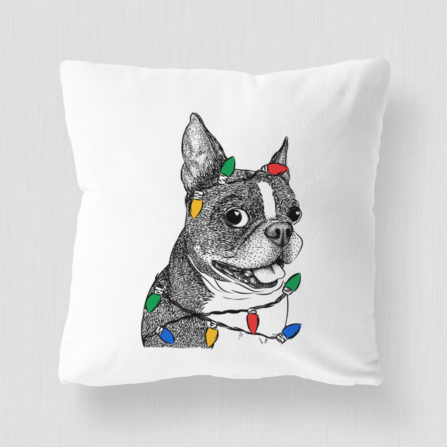 Ralphie the Boston Terrier - Throw Pillow Cover