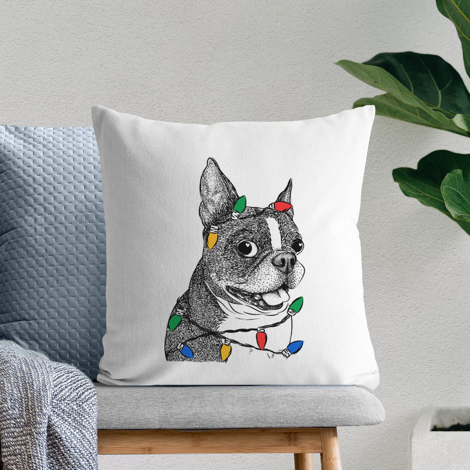 Ralphie the Boston Terrier - Throw Pillow Cover