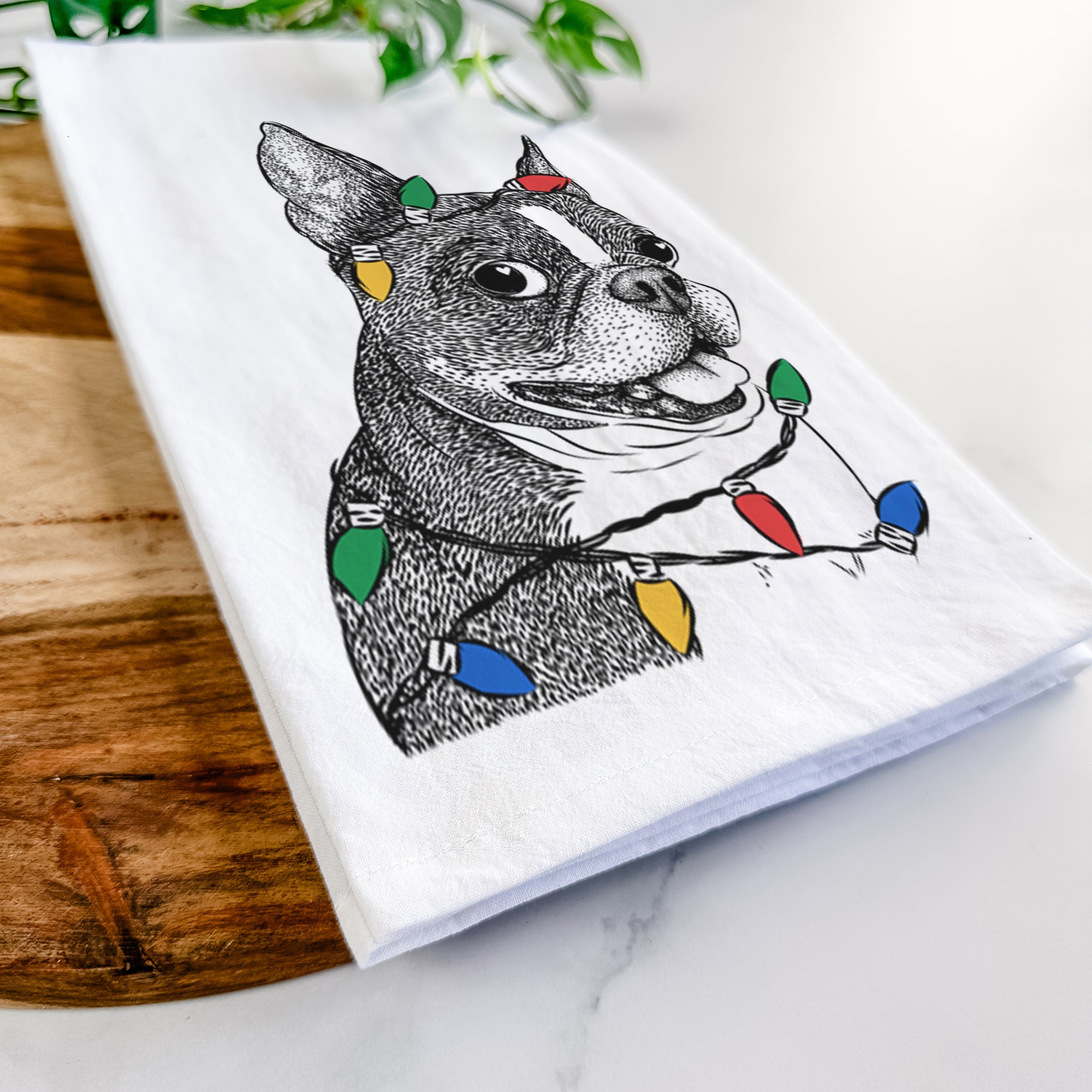 Ralphie the Boston Terrier Tea Towel