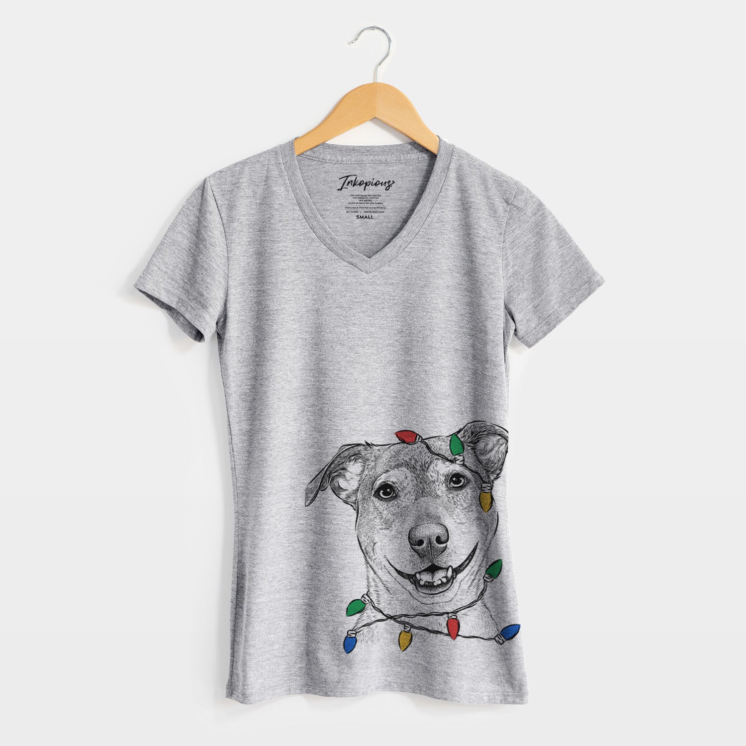 Christmas Lights Reese the Mountain Cur - Women's Perfect V-neck Shirt