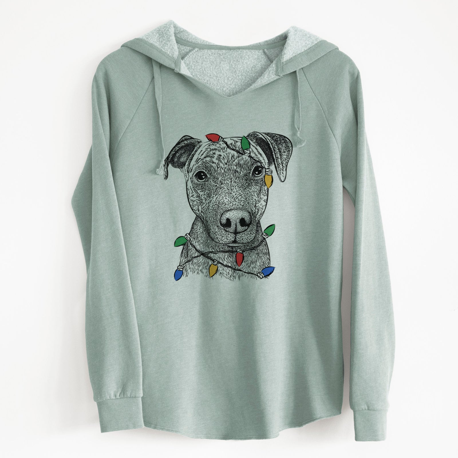 Christmas Lights Reeses the Pitbull - Cali Wave Hooded Sweatshirt
