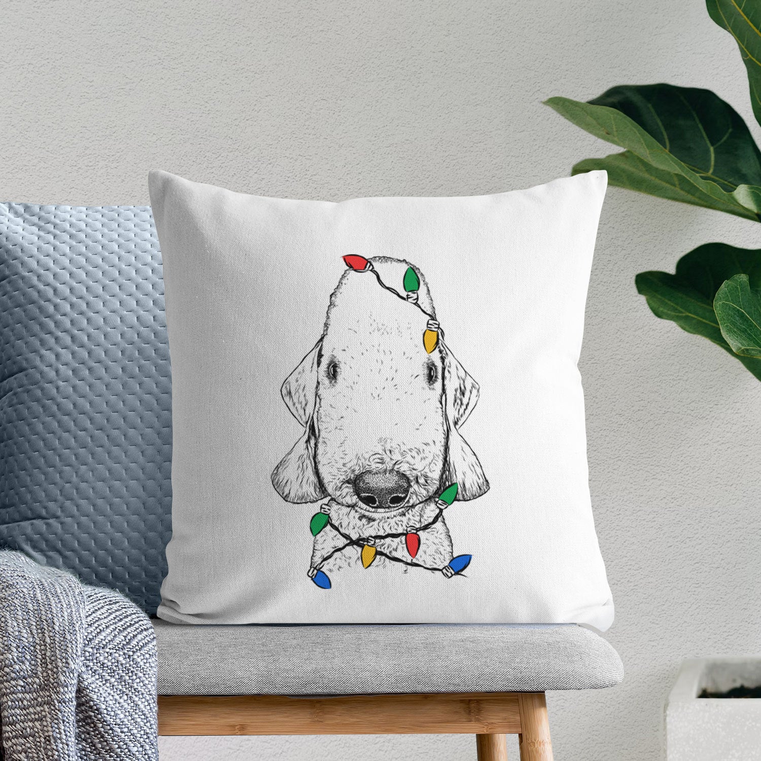 Remington the Bedlington Terrier - Throw Pillow Cover