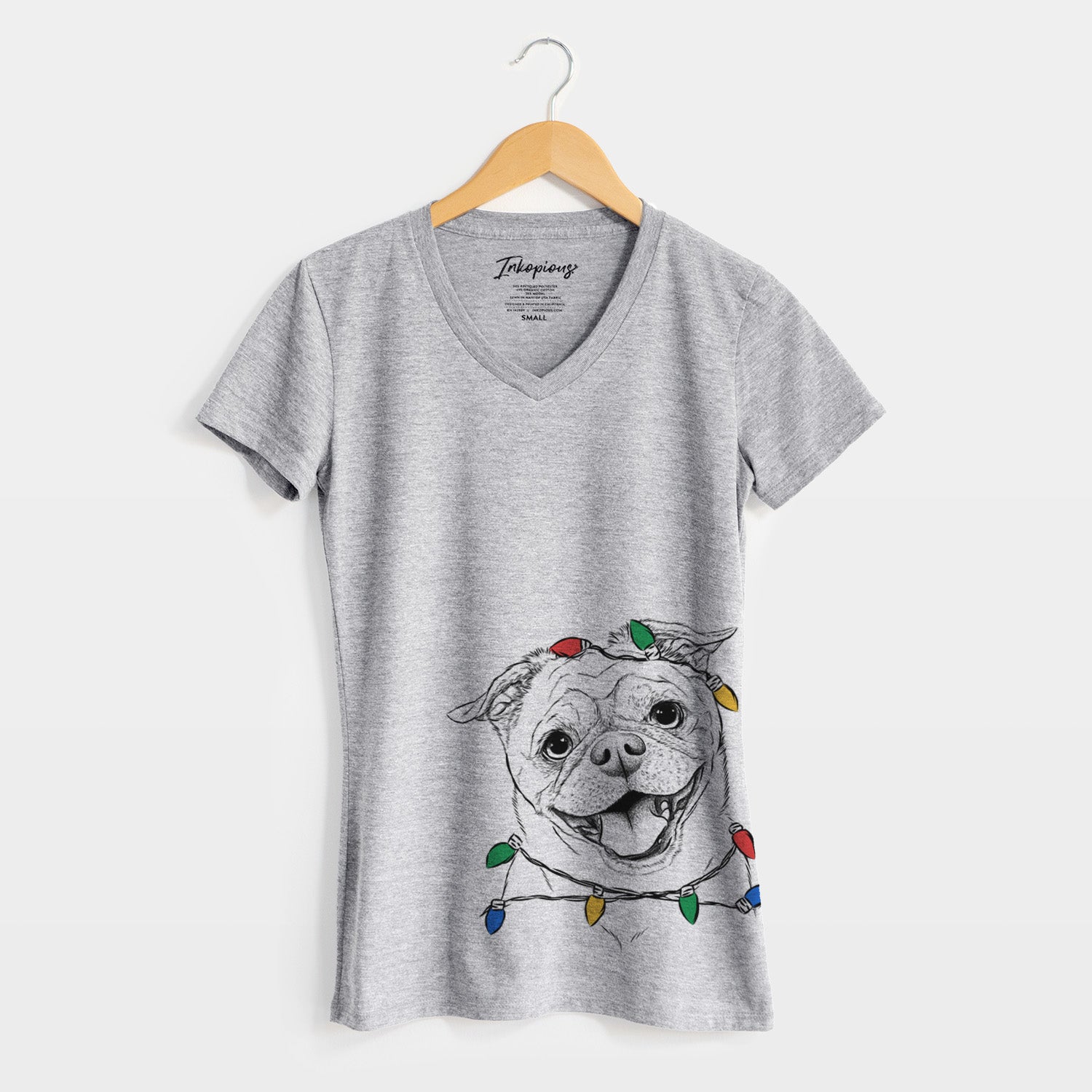 Christmas Lights Riley the Chug - Women's Perfect V-neck Shirt