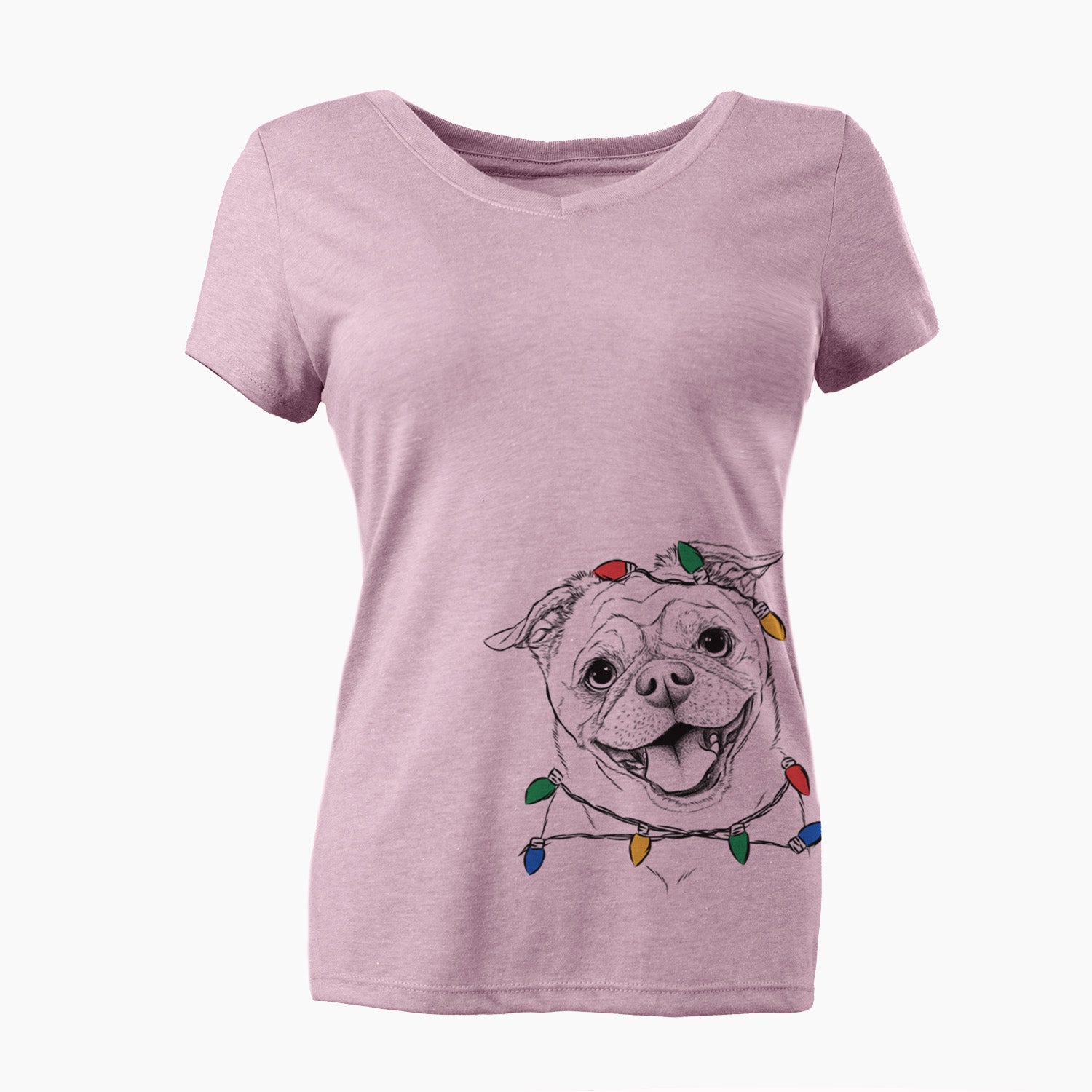 Christmas Lights Riley the Chug - Women's Perfect V-neck Shirt