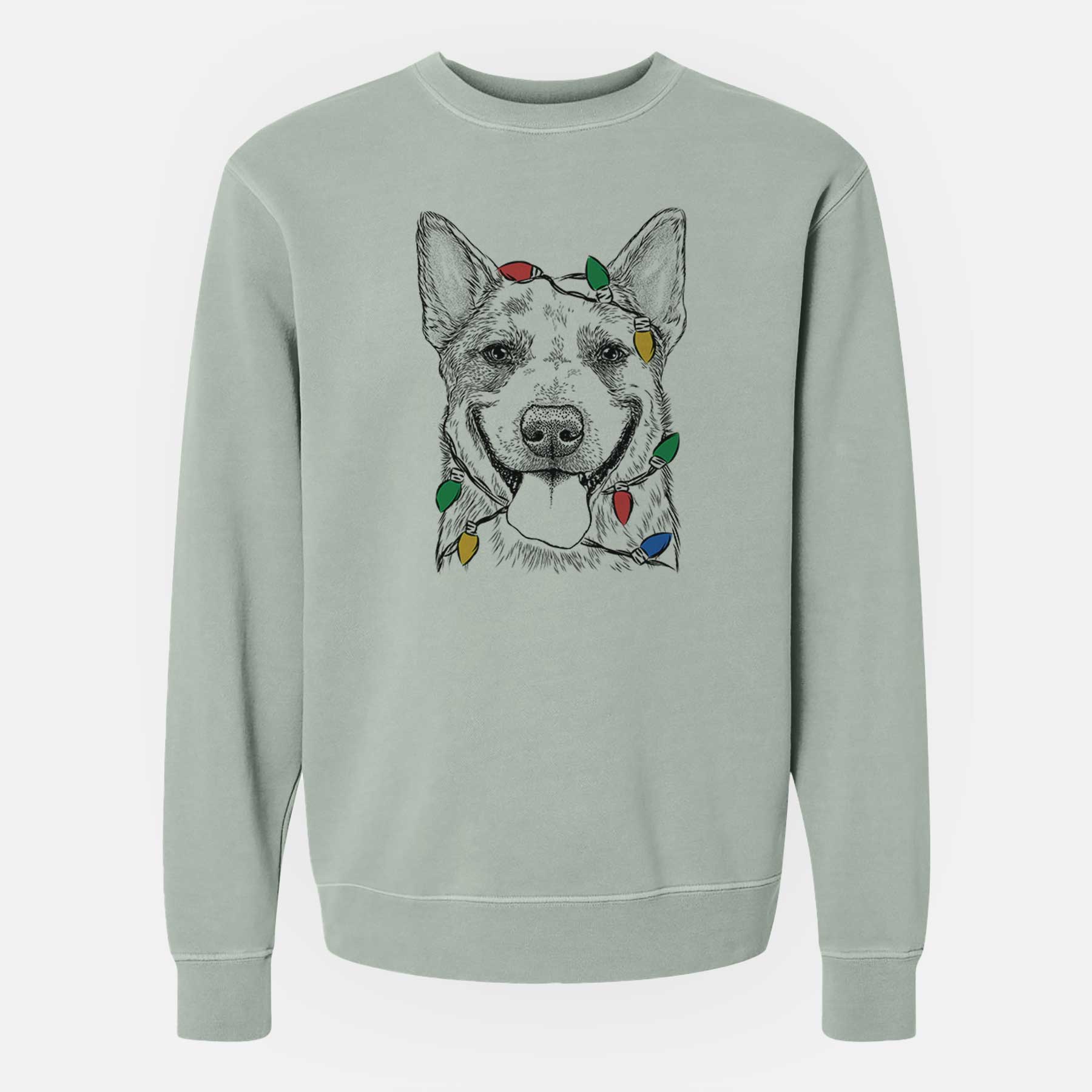 Christmas Lights Rio the Australian Cattle Dog - Unisex Pigment Dyed Crew Sweatshirt