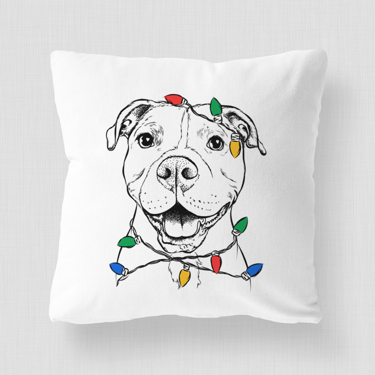 Roscoe the Pitbull - Throw Pillow Cover