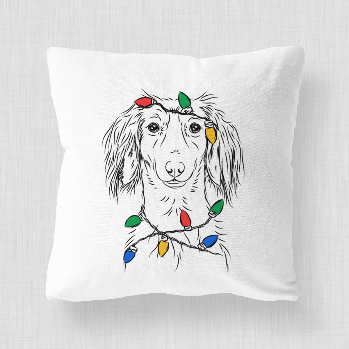 Roux the Long Haired Dachshund - Throw Pillow Cover