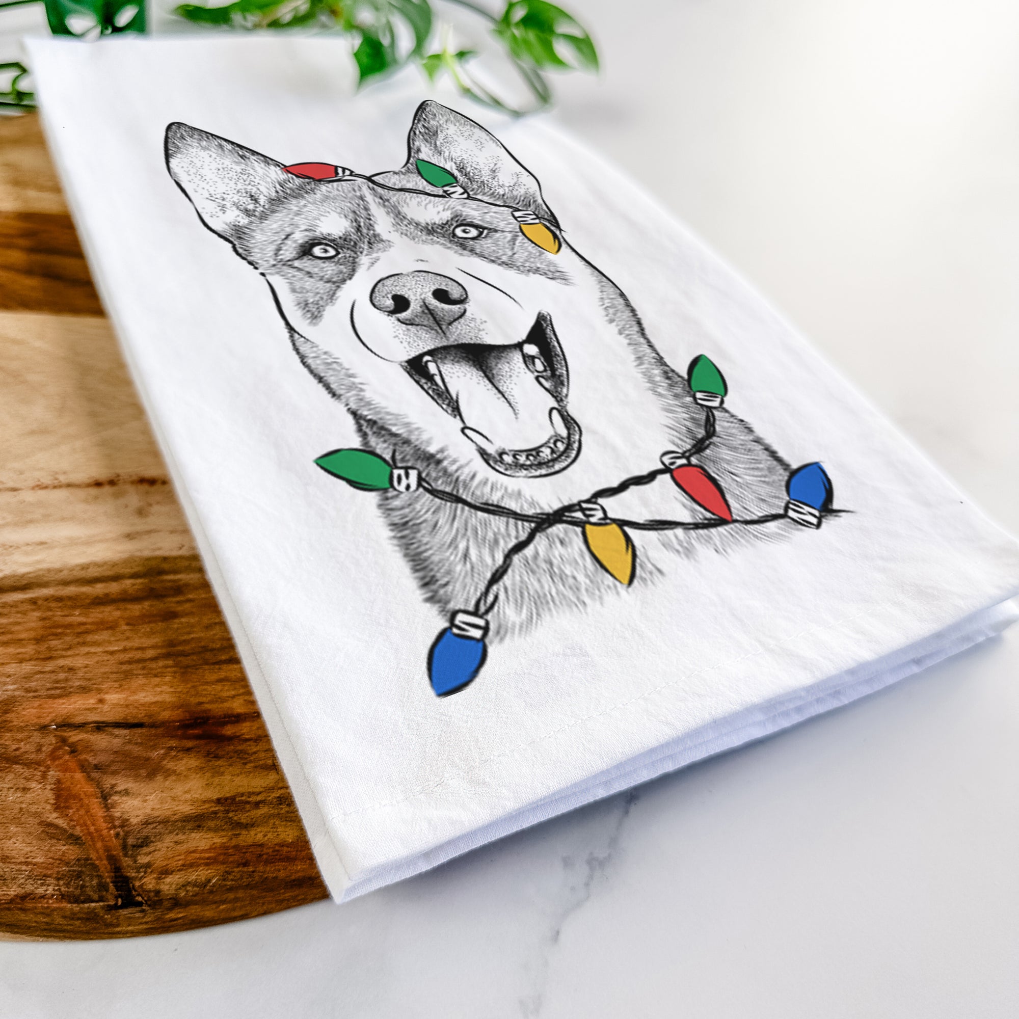 Roux the Siberian Husky Tea Towel