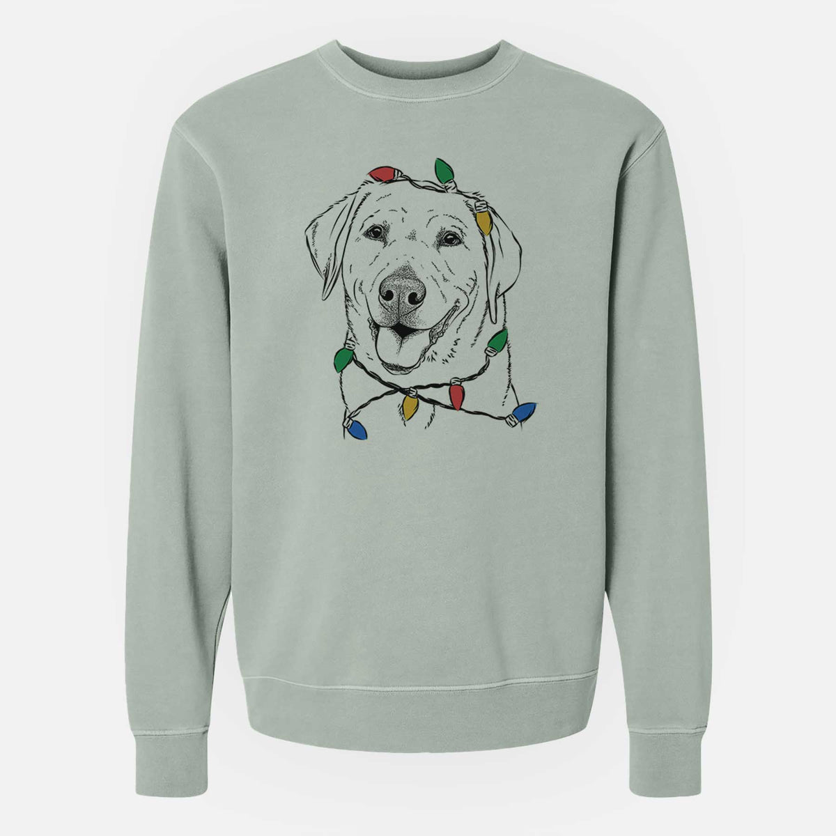 Christmas Lights Sanford the Labrador Retriever - Unisex Pigment Dyed Crew Sweatshirt