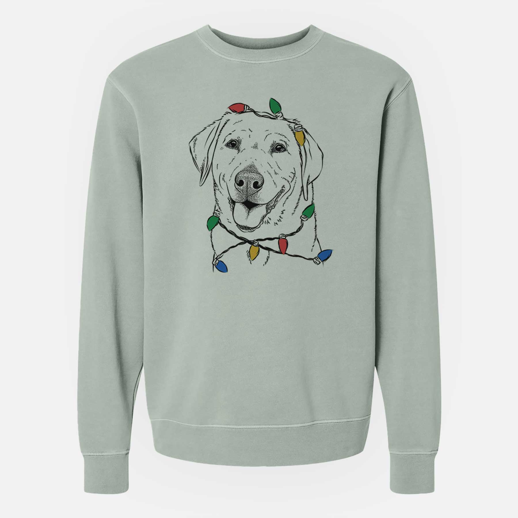Christmas Lights Sanford the Labrador Retriever - Unisex Pigment Dyed Crew Sweatshirt
