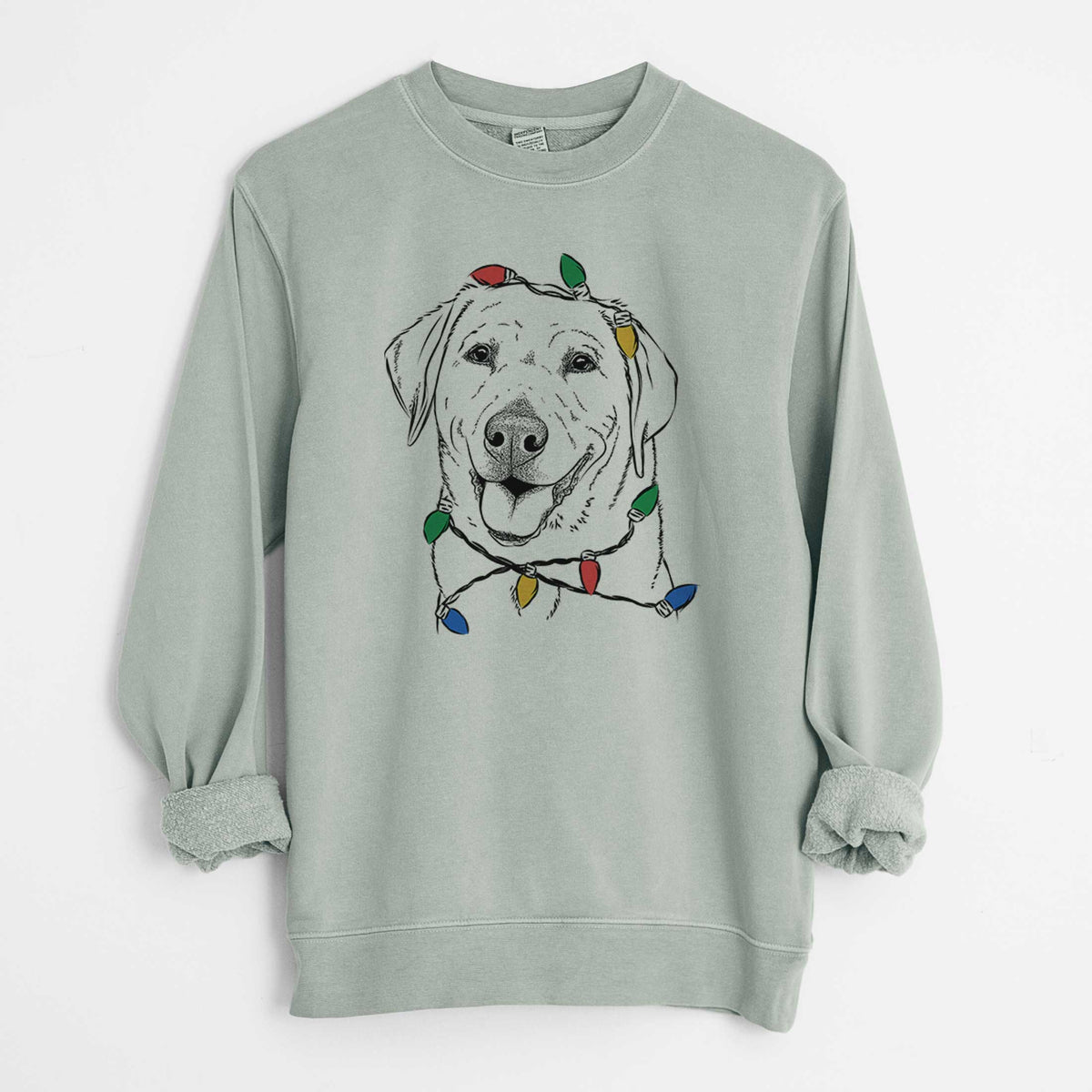 Christmas Lights Sanford the Labrador Retriever - Unisex Pigment Dyed Crew Sweatshirt