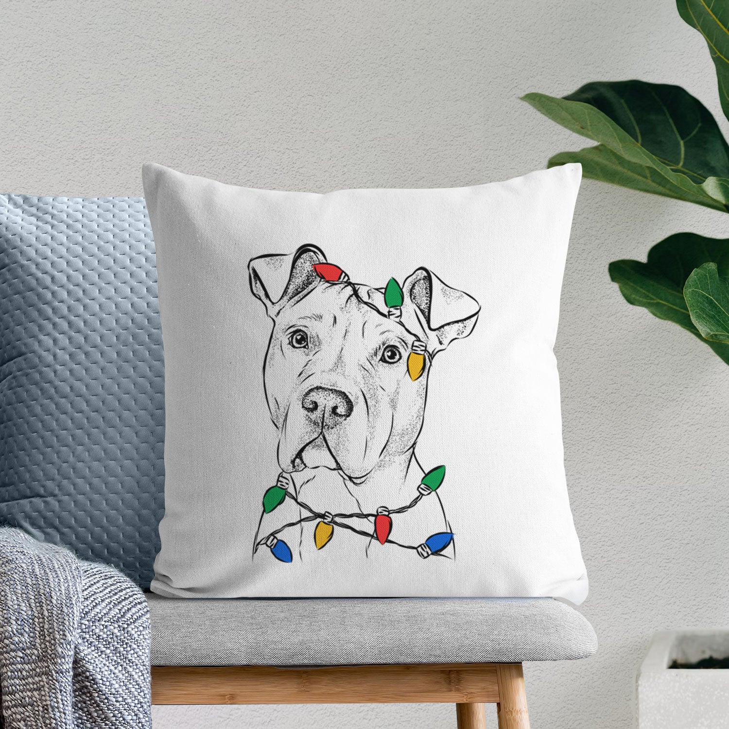 Scraps the American Staffordshire Mix - Throw Pillow Cover