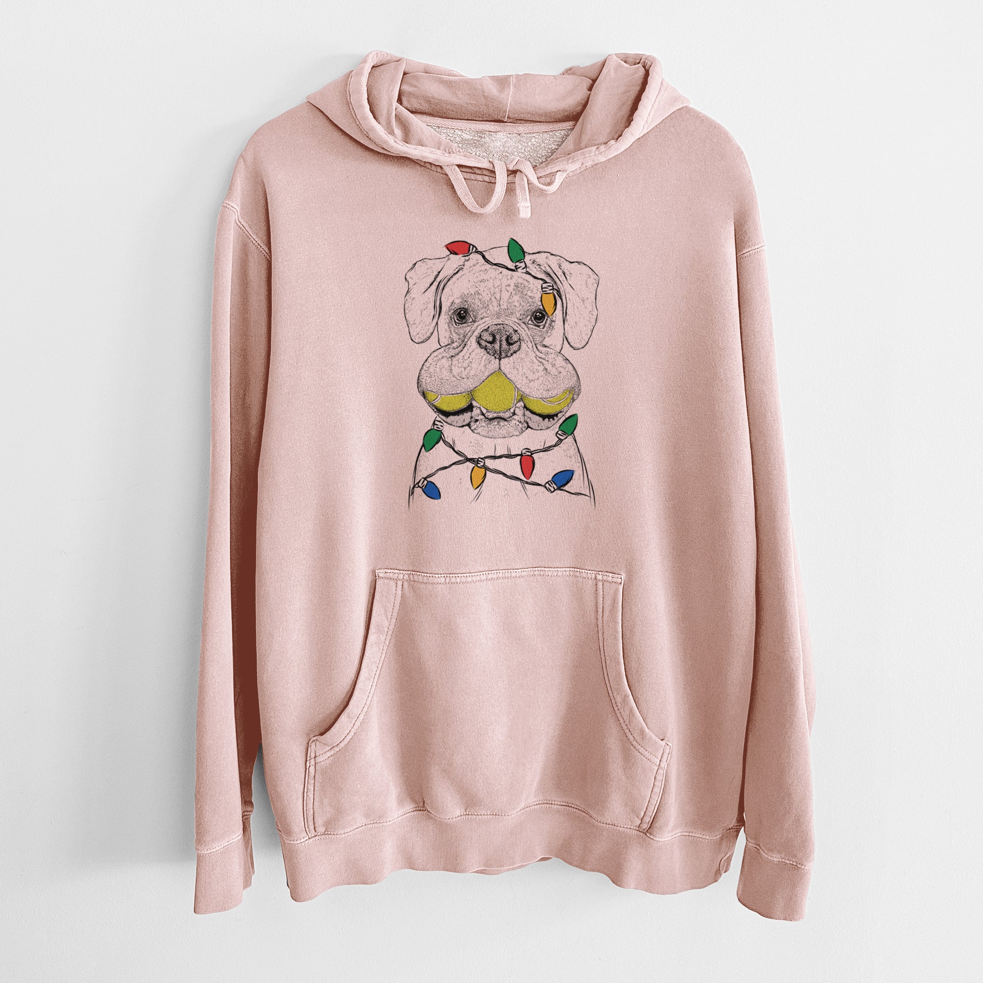 Christmas Lights Seamus the Boxer - Unisex Pigment Dyed Hoodie