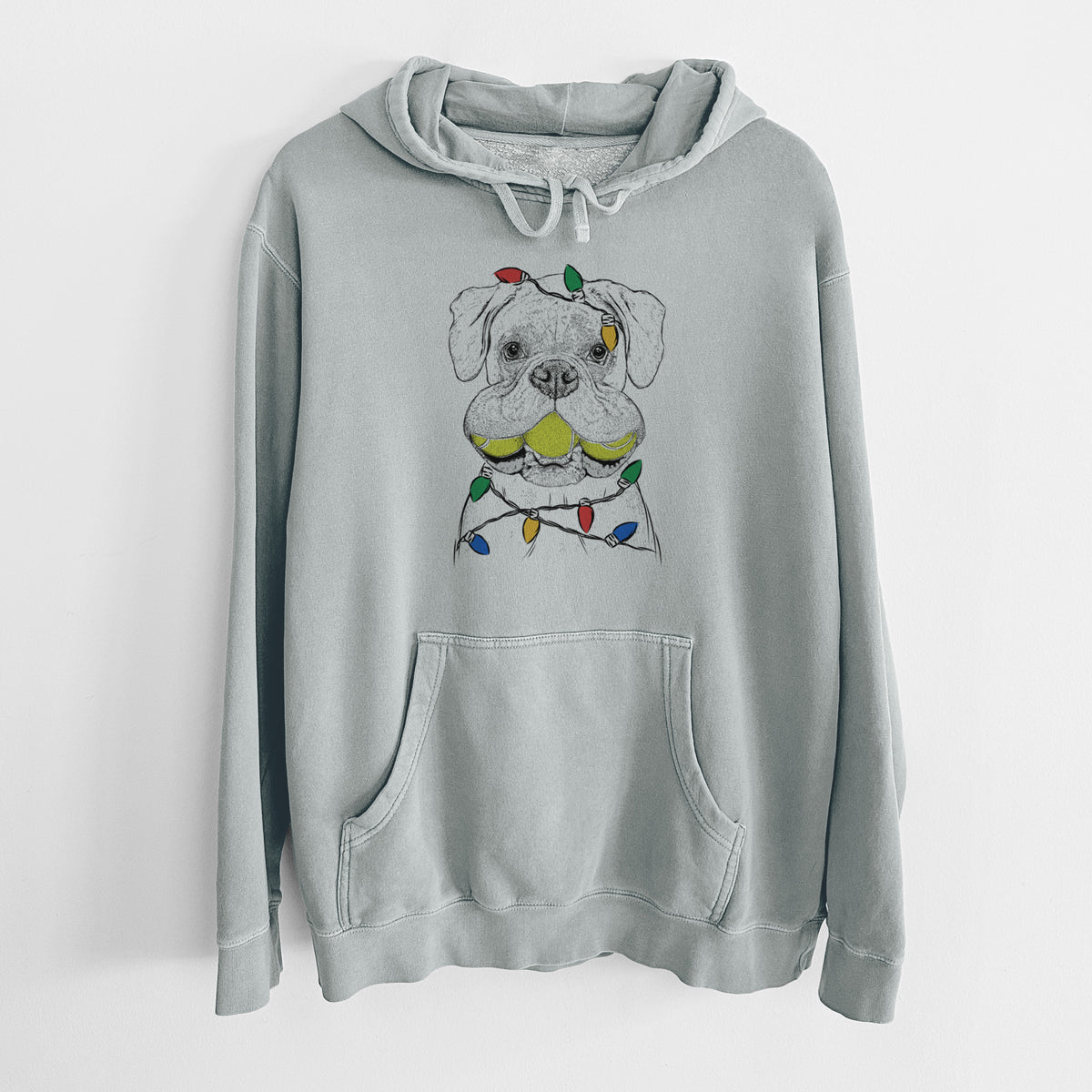 Christmas Lights Seamus the Boxer - Unisex Pigment Dyed Hoodie