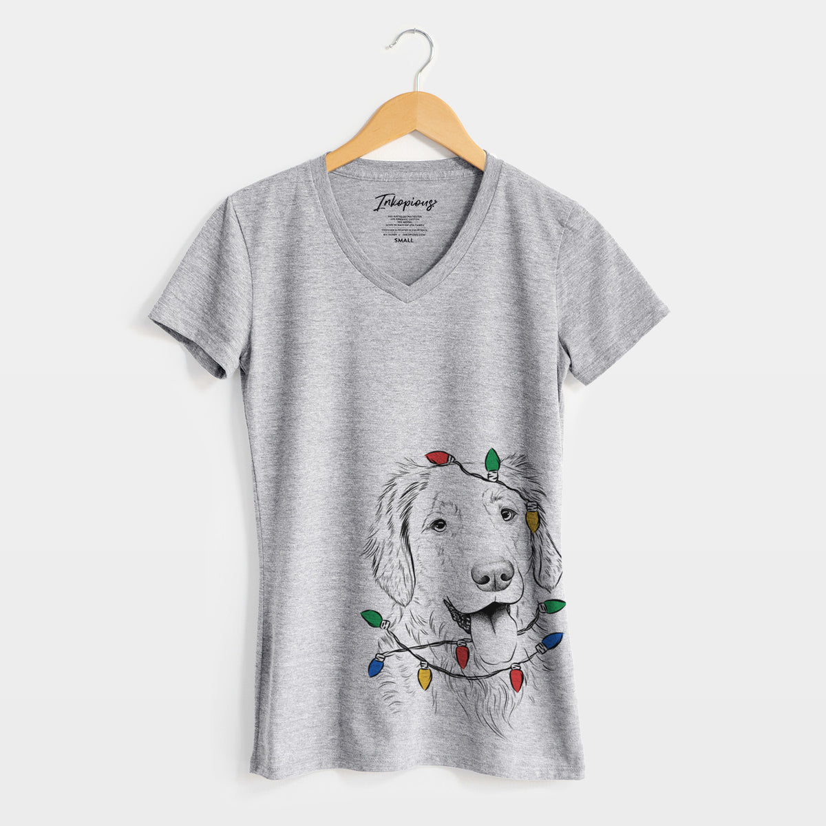 Christmas Lights Semba the Golden Retriever - Women's Perfect V-neck Shirt
