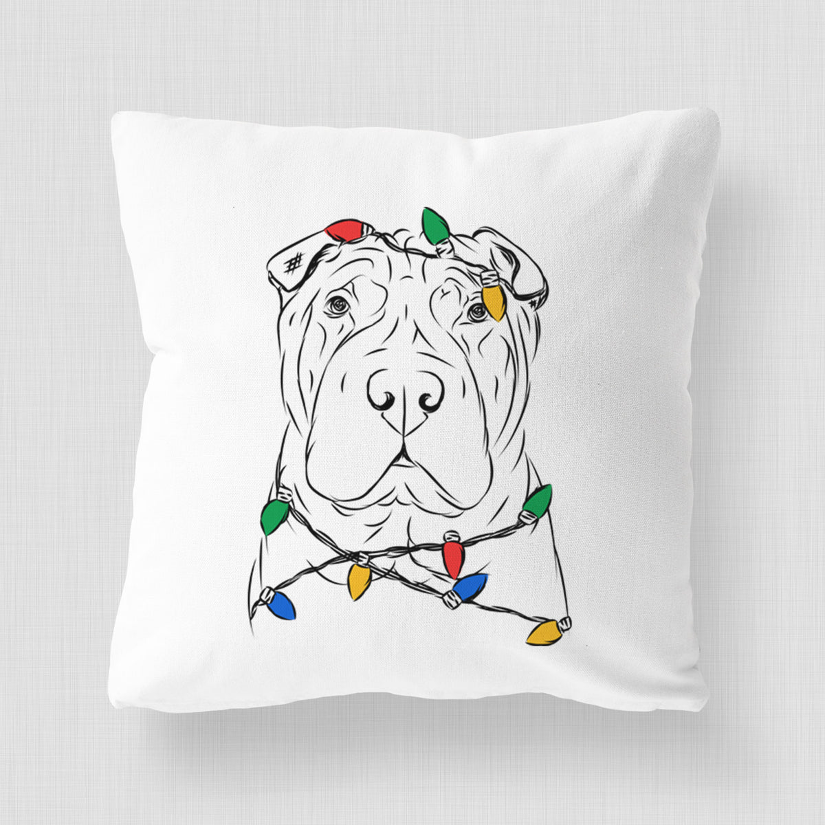 Sharpy the Shar Pei - Throw Pillow Cover